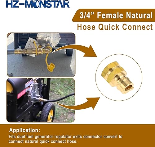 Miniatura 5 de HZ-MONSTAR Accesorios de enchufe de conexión rápida de gas hembra y macho de 34 pulgadas, generador de combustible dual de latón macizo, manguera de