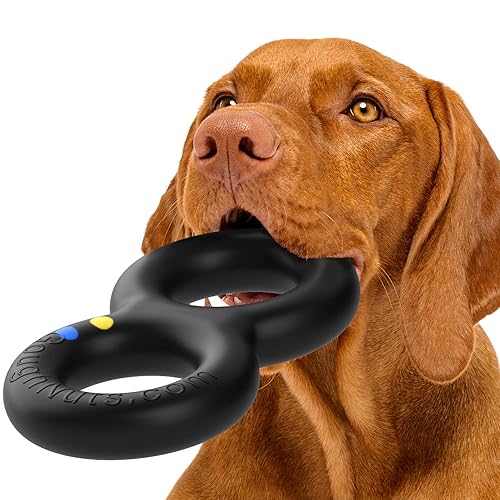 Goughnuts — Dog Toys for Aggressive Chewers | Virtually Indestructible Pull Toy for Large Breeds Such as Pit Bulls and German Shepherds | Heavy Duty Tug Dog Toy | Large | Black - Large (60-120 lb (Maxx Size)) - Toughest HD Pro 50