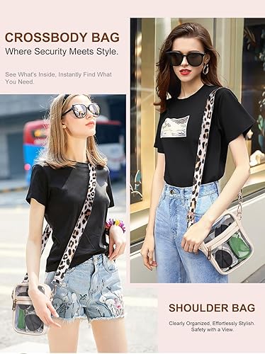 Miniatura 6 de Bolsa transparente aprobada para estadios, bolso cruzado transparente para mujer con correa ajustable para conciertos deportivos