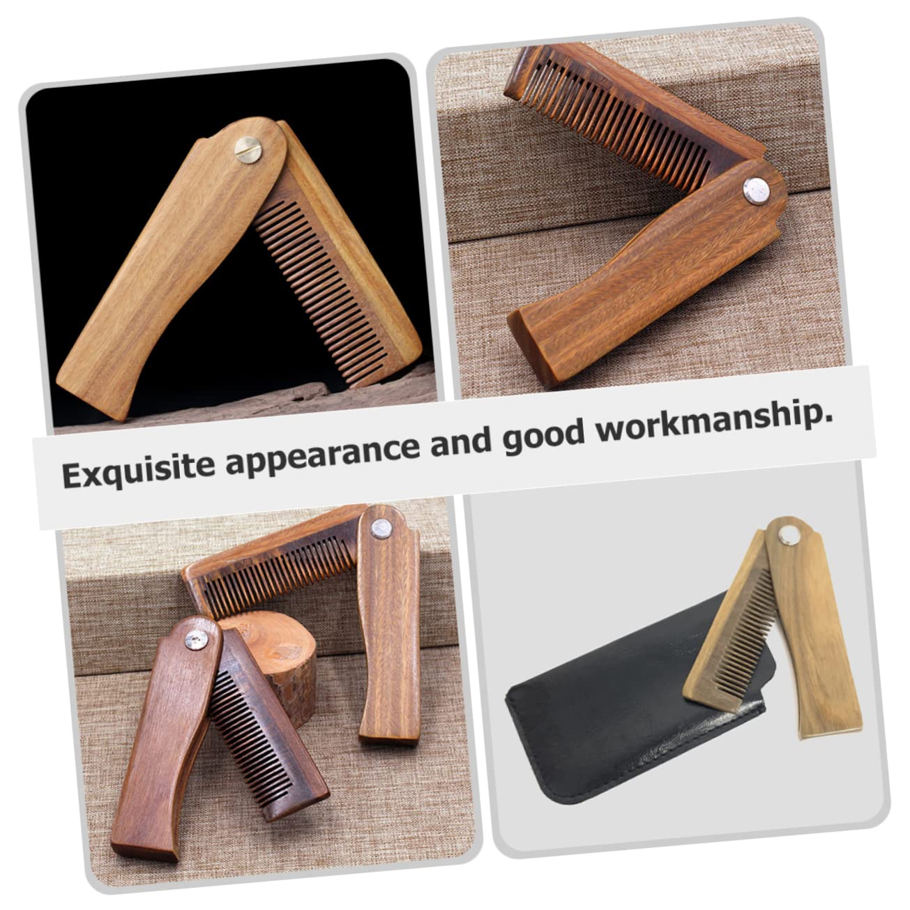 MAGICLULU 3 Set Di Pettini in Legno Da Uomo Pettine Pieghevole Per Barba Custodia Per Accessorio Per Per Uso Domestico E in Viaggio