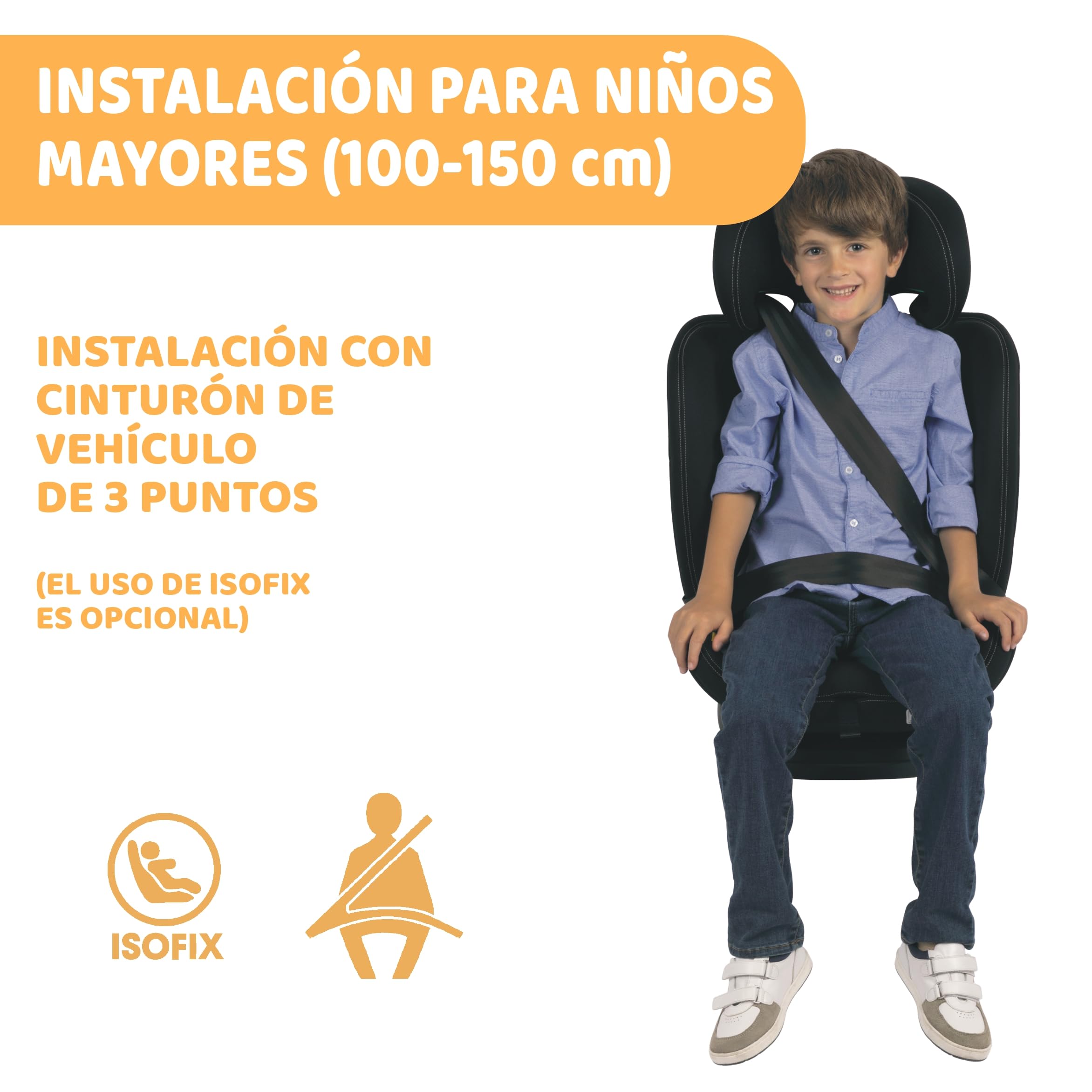 Chicco Silla de Coche Mokita I-Size, con Sistema Isofix, para niños de Entre 76 y 150 cm de Altura, utilizable a Partir de los 15 Meses. Reductor Incluido. Color Negro (Jet Black)