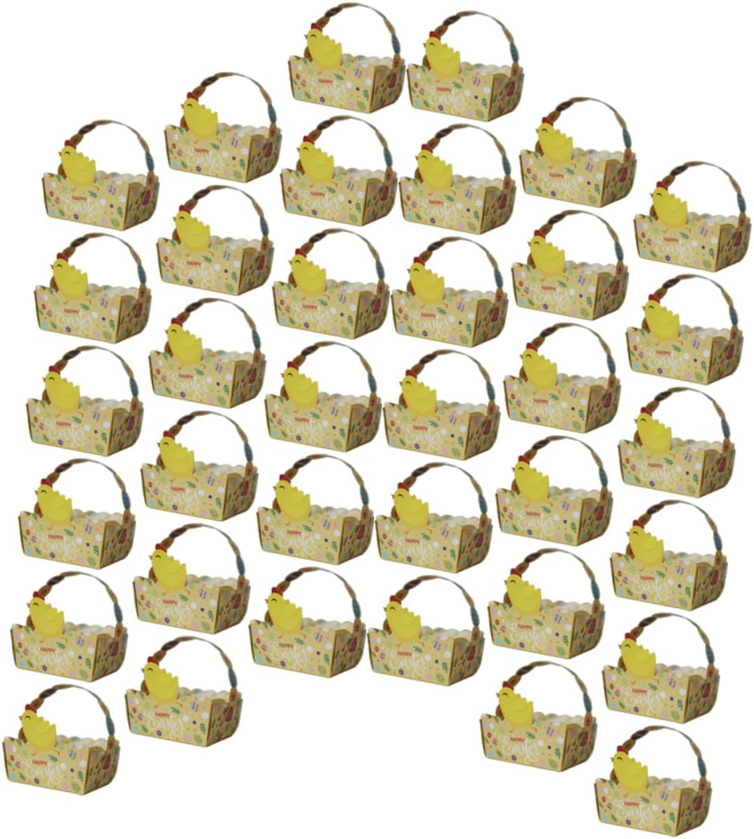 BESTYASH 50pcs Easter Themed Candy Boxes Handheld Paper Baskets for Party Favors Durable Snack Holders Bright Colors for Easter Celebrations Boxes for Treats