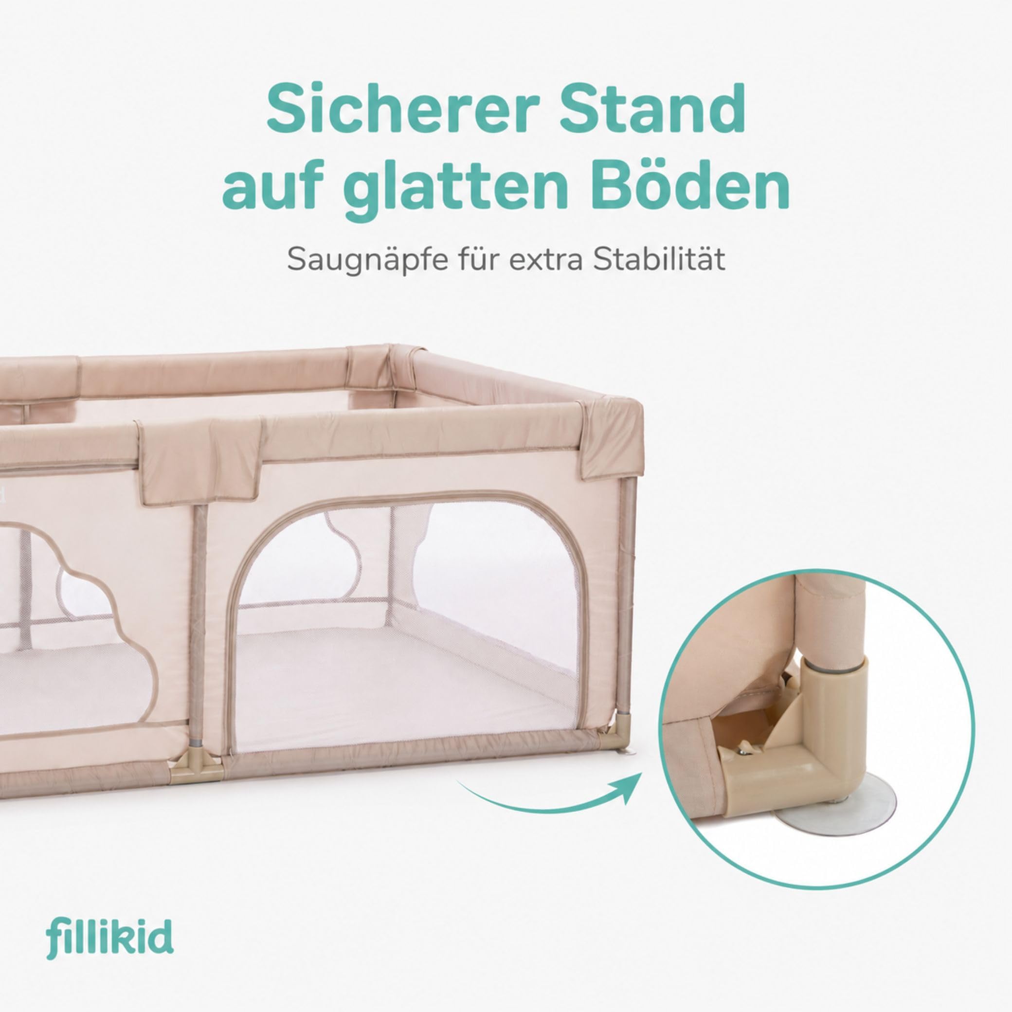Fillikid Laufgitter Perth 115x180 cm Baby Laufstall XXL Metall