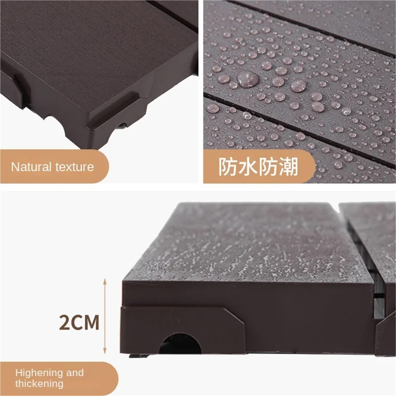 Terassenplatten AußEnbereich Kunststoff-Fertigparkett, Selbstaufbau, Balkon, Terrasse, Innenhof, Renovierung, Holzoptik, Selbstverlegung, Wohndeko(Brown)