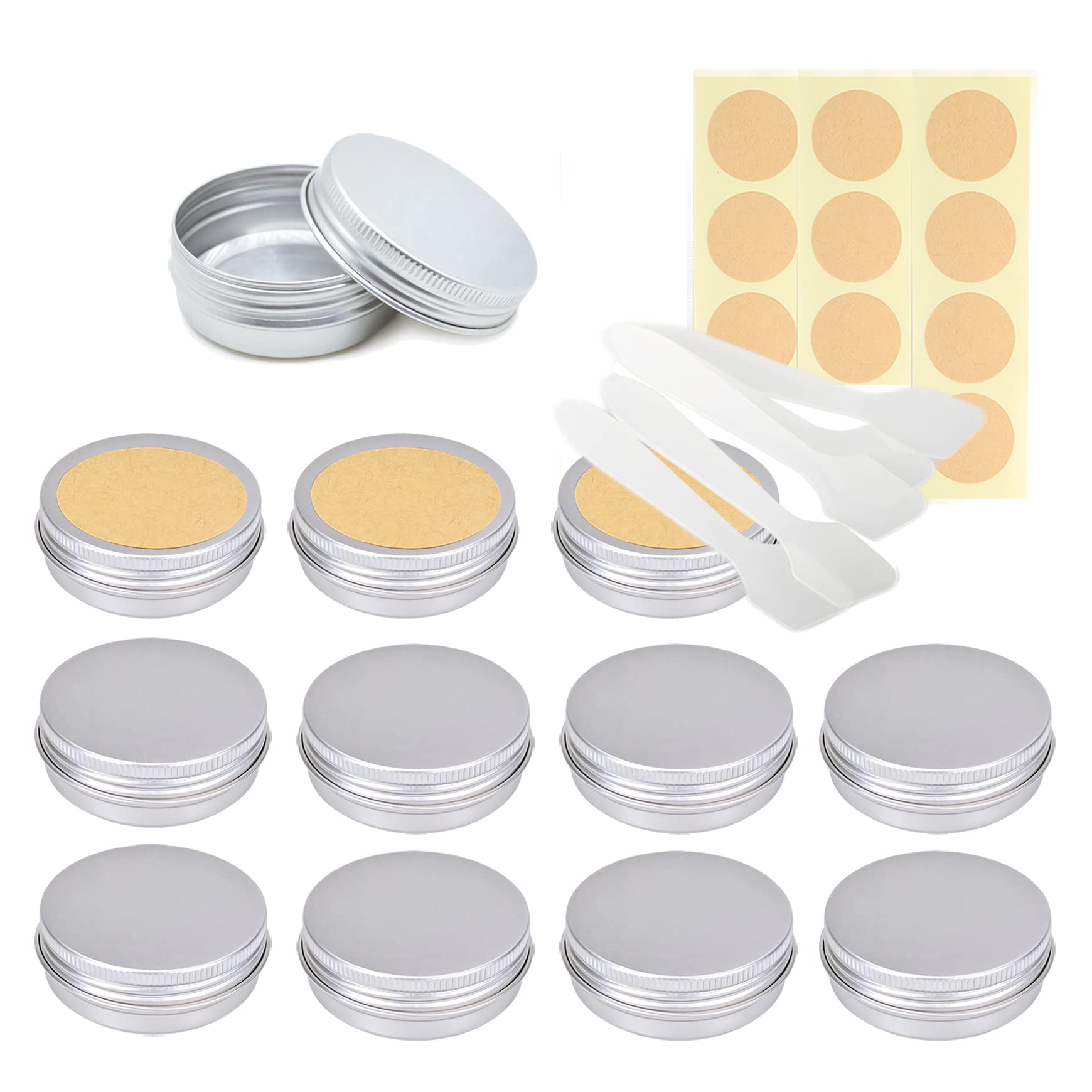 100 Pezzi Contenitore in Alluminio da 40ml - Ø57x23mm Argento Barattoli in Alluminio con Tappo a Vite Rotonda Vaso Barattolo Cosmetico Contenitori per Cosmetici Candele Balsamo Labbra
