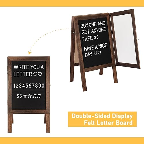 Miniatura 5 de lesolar Tablero de letras de fieltro de doble cara, tableros de letras intercambiables cerrados de 36 x 20 pulgadas, tablero de menú de madera