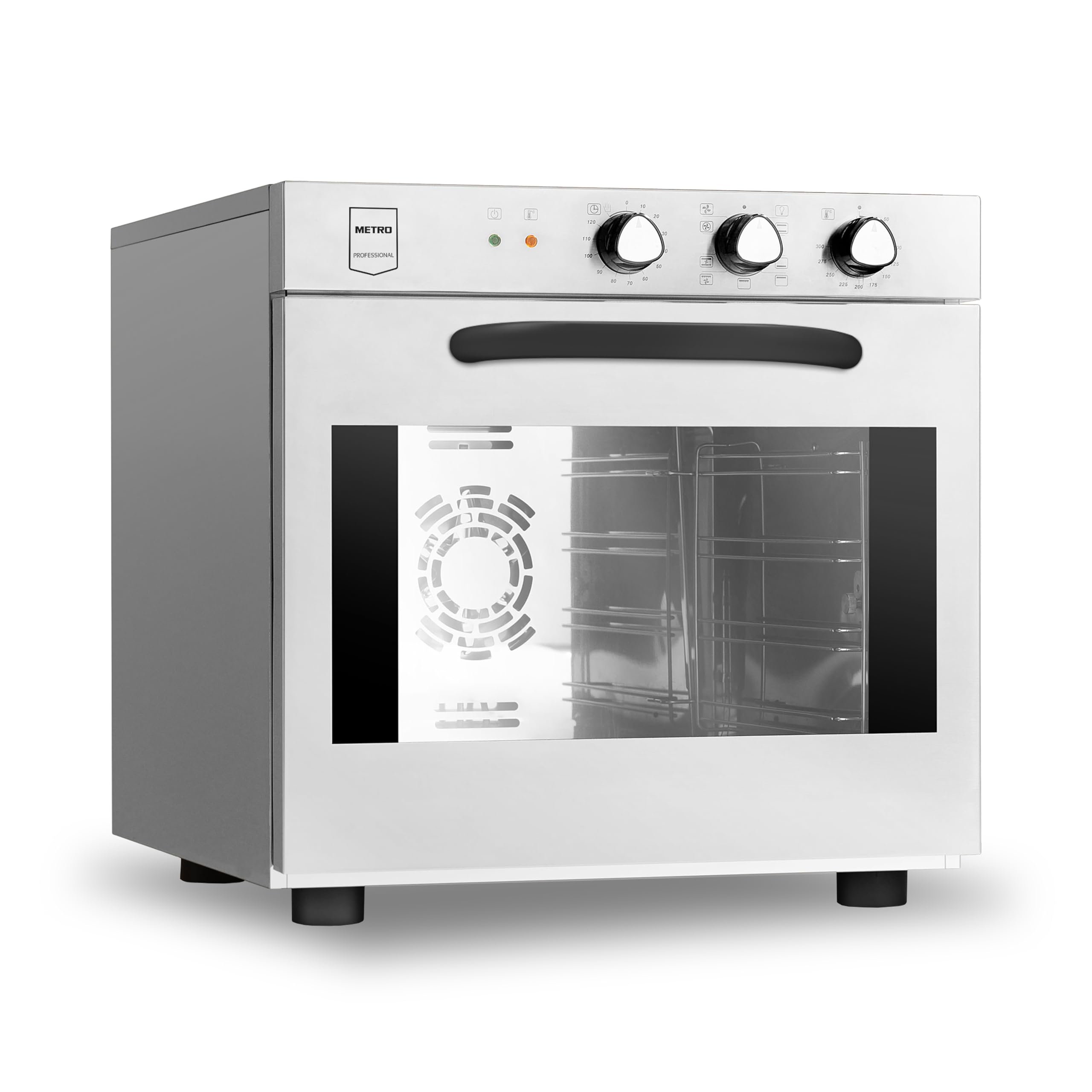 METRO Professional Horno de convección GCO2001, 2800 W, 4 tipos de cocción, rango de temperatura 50-300ºC, temporizador, 2 rejillas y 2 bandejas incluidas, plateado