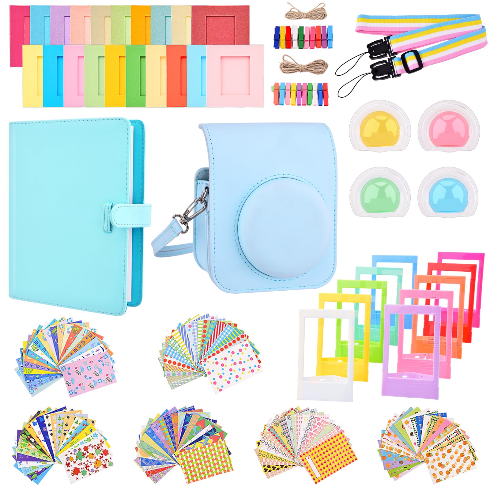 Sunmns Mini 12 Instant Camera Accessories Kit, Accessory Bundle Compatible with Instax Mini 12 Instant Camera, Include Case, Album, Stickers, Photo