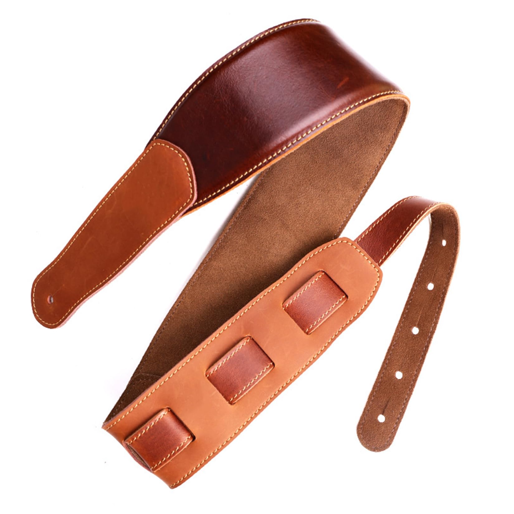 Correa de Guitarra de Cuero, Longitud Ajustable de 41" a 51" Correas de Guitarra de Cuero,Antideslizante,Clásico,Correa de Bajo Eléctrico Acústico - Accesorios para Guitarras
