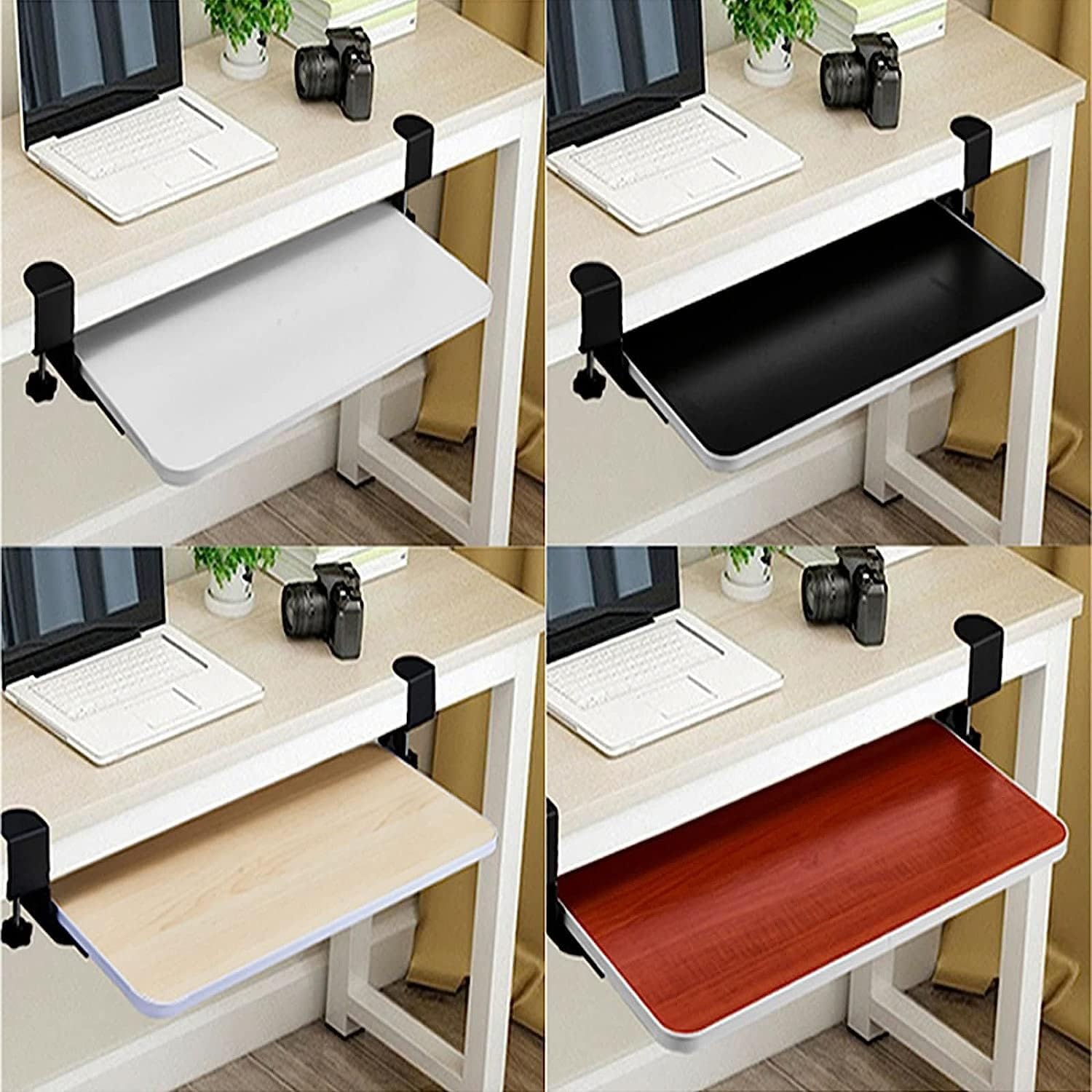 LILUKO 4 Colours Wooden Keyboard Tray Shelf ClampOn Keyboard