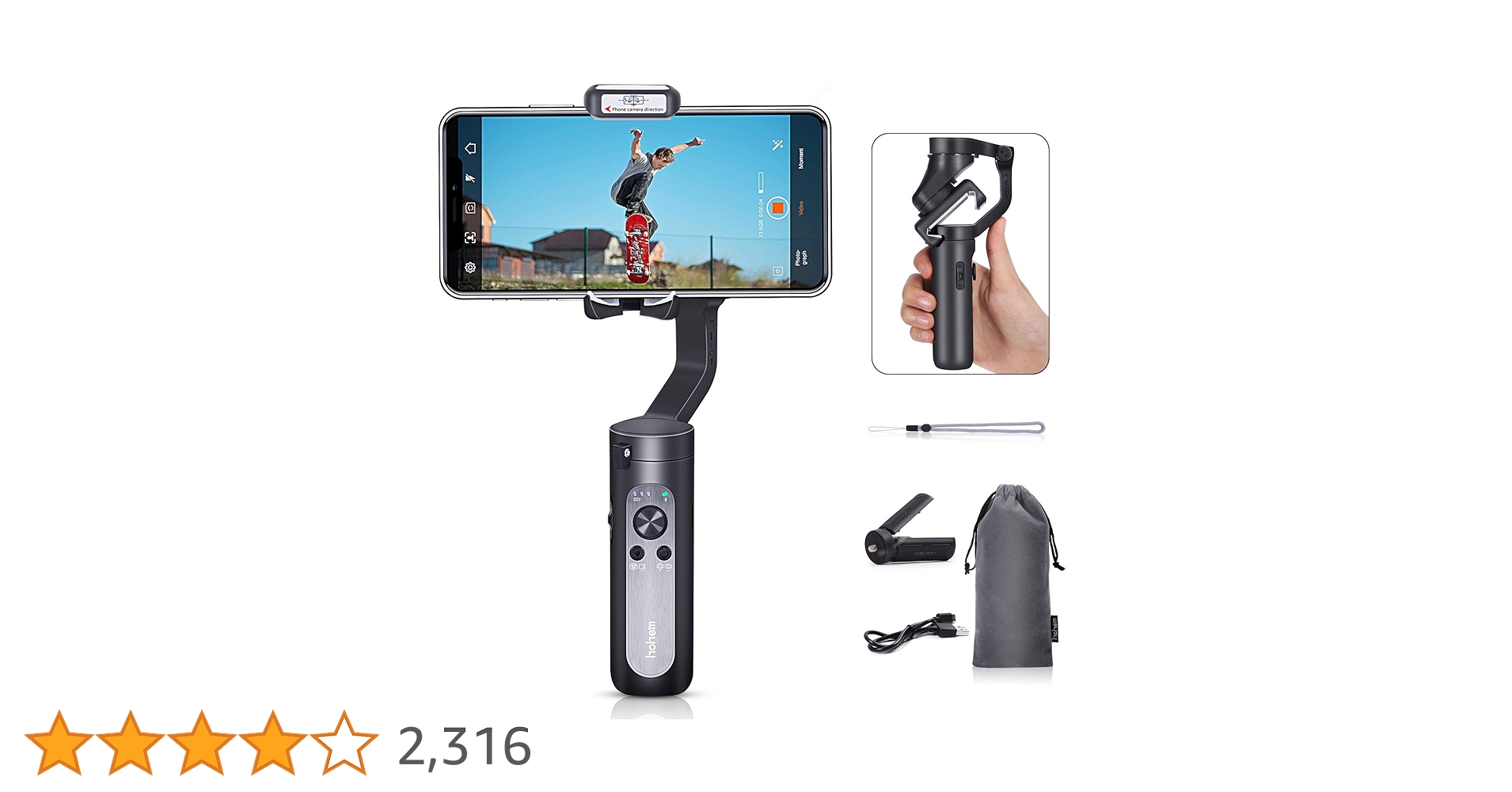 【新品未使用】hohem iSteady V3 スマートフォンジンバル Amazon.co.jp: hohem V3 ジンバル 3軸スマホジンバル AI自動追跡 13