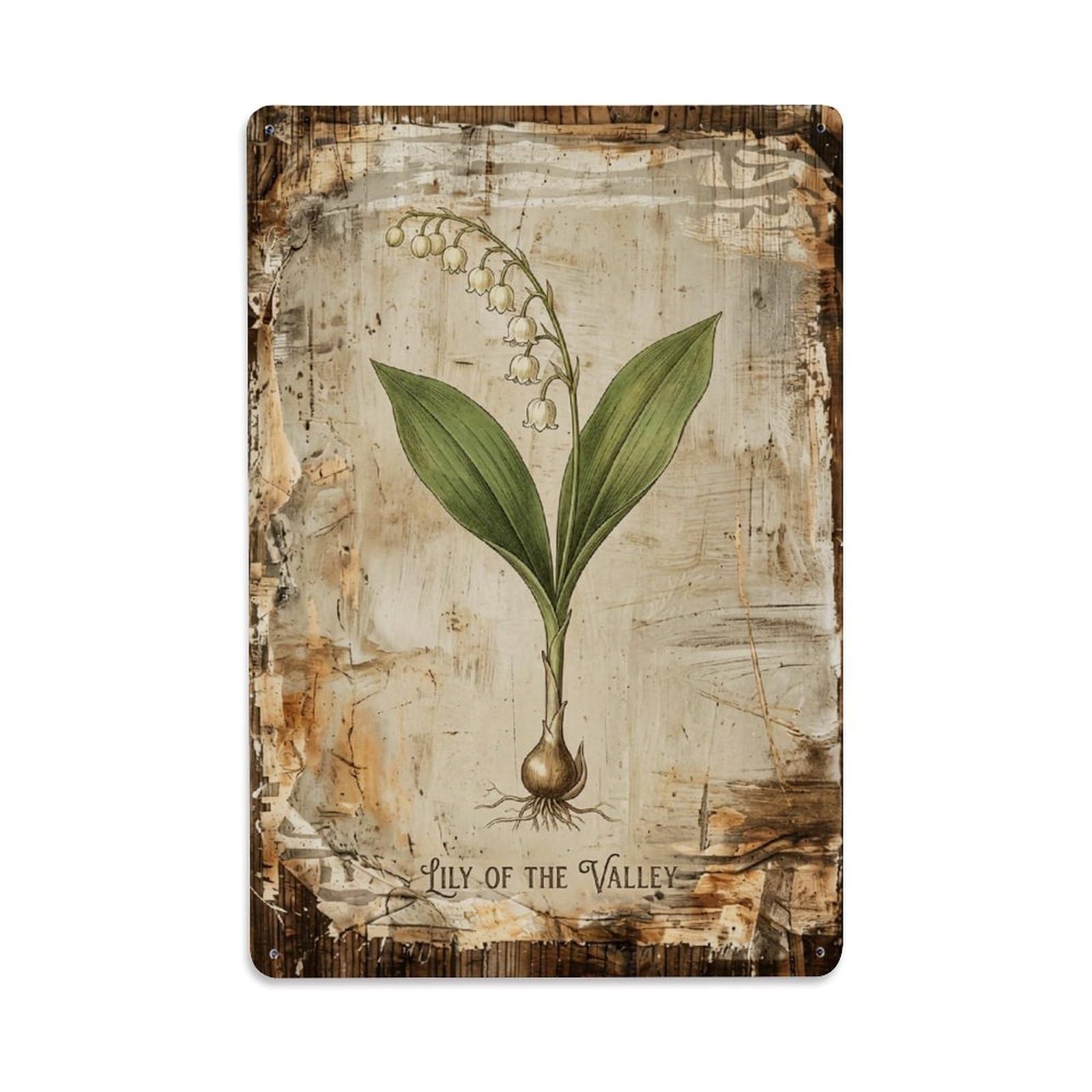 Lily Valley White Vintage Metal Tin Sign Plaque Wall Decor for Cafe, Club, Garden Metal Poster 8x12Inch