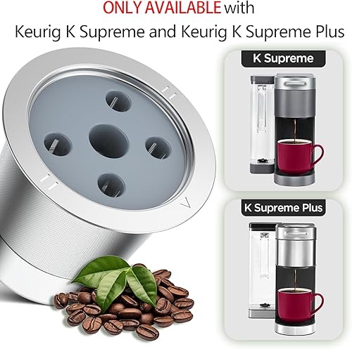 Miniatura 3 de Tazas K reutilizables para Keurig K Supreme  Tazas K recargables con adaptador para cafetera Keurig K Supreme Plus (paquete de 2 cápsulas de café