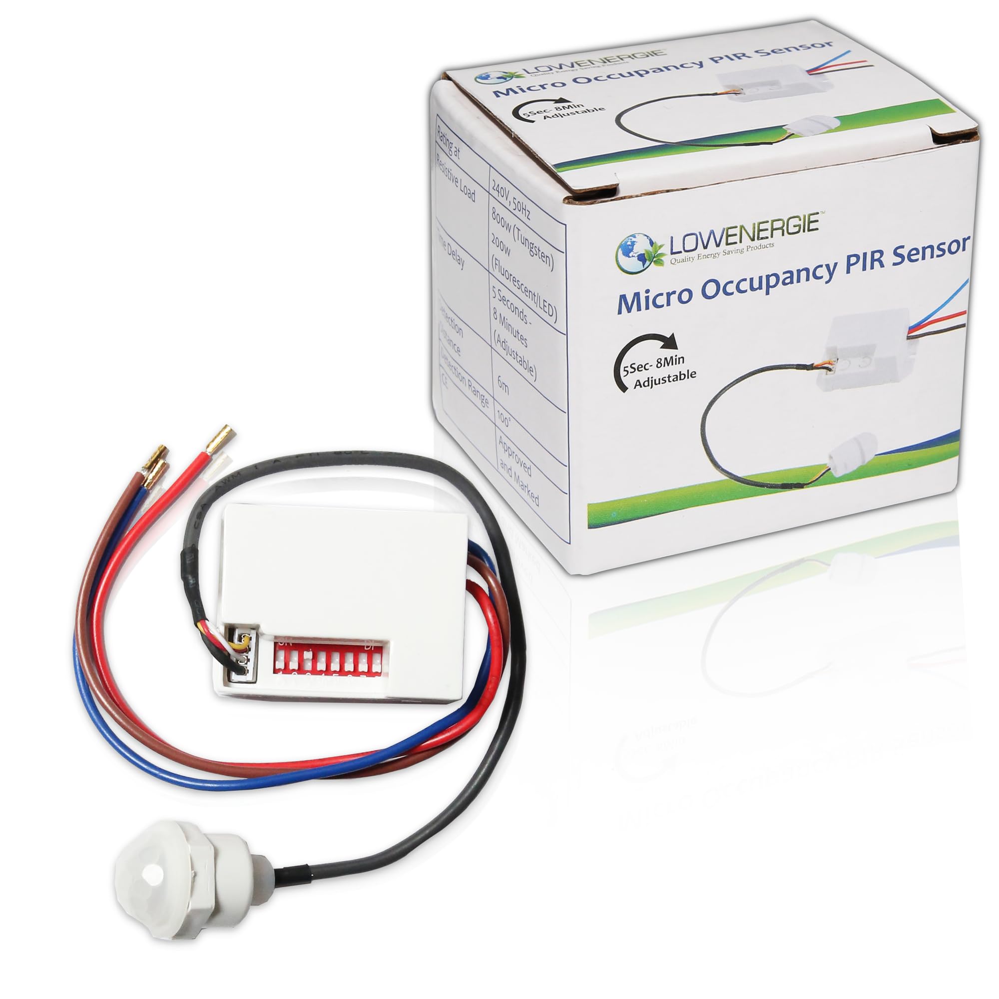 Mini PIR Motion Detector Light Switch – Micro Ceiling Occupancy Sensor, Automatic On/Off, Adjustable Timer & Sensitivity, Energy Saving for Hallways, Bathrooms, Utility Rooms & More