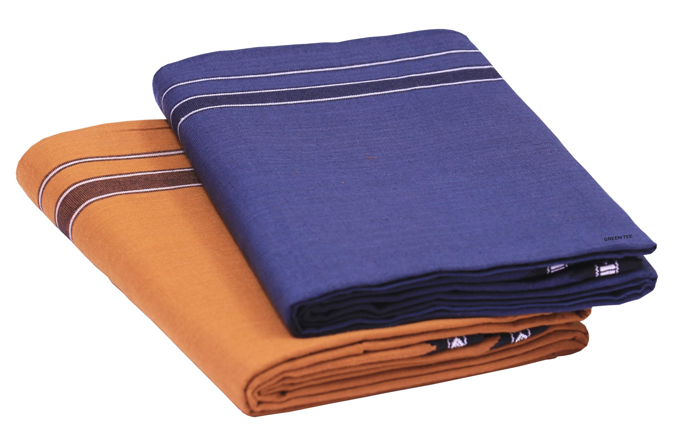 green tee Men Color Lungi - Pack of 2 (Grey II Brown) - 2 Meters-picture-35