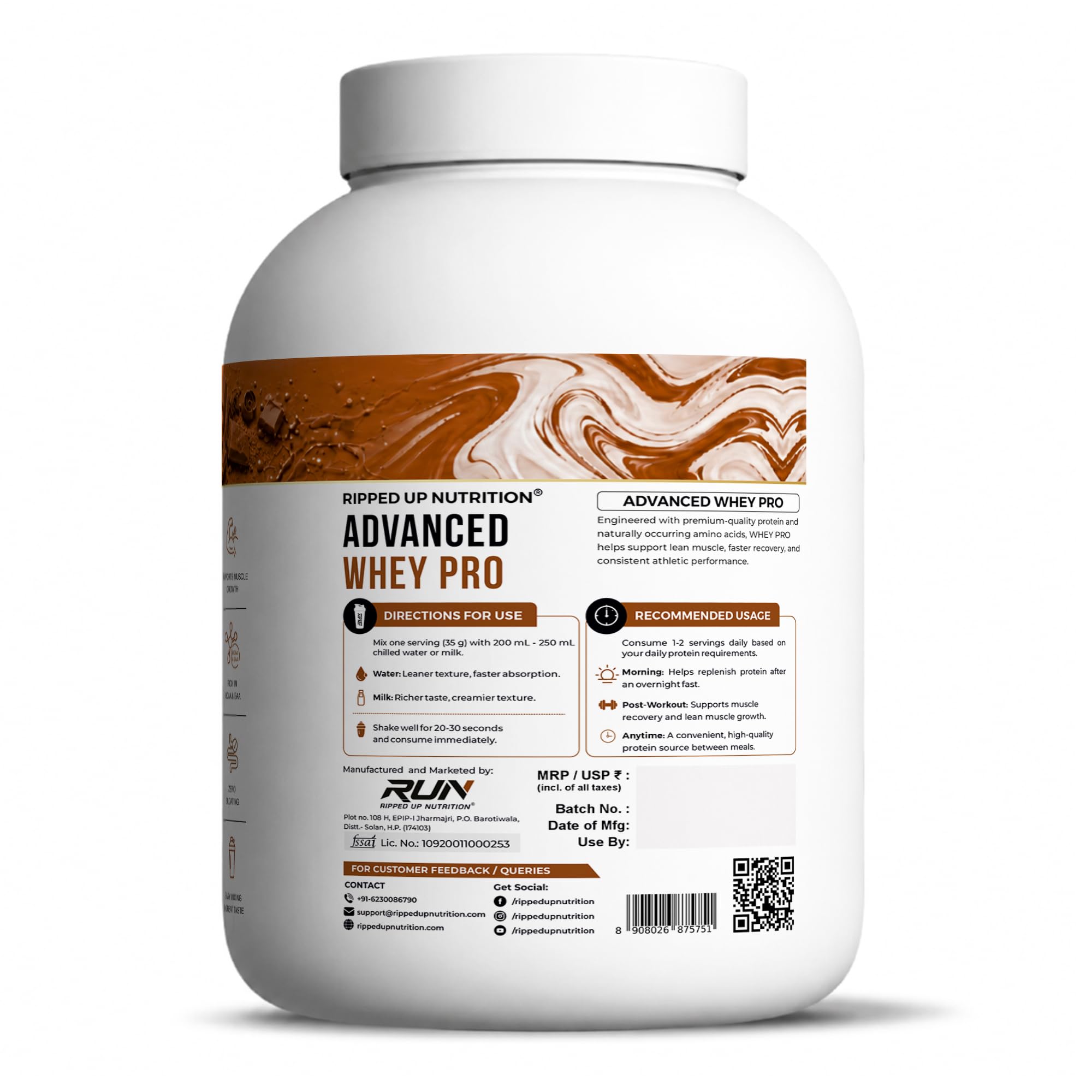Ripped Up Nutrition- Whey Pro (TRUSTIFIED) - 24GM Protein - 0GM Sugar- Low Carbs Supplements Powder, Digestive Enzimes (1.81 kg (4LBS), Rich Chocolate) — Amazon image 4