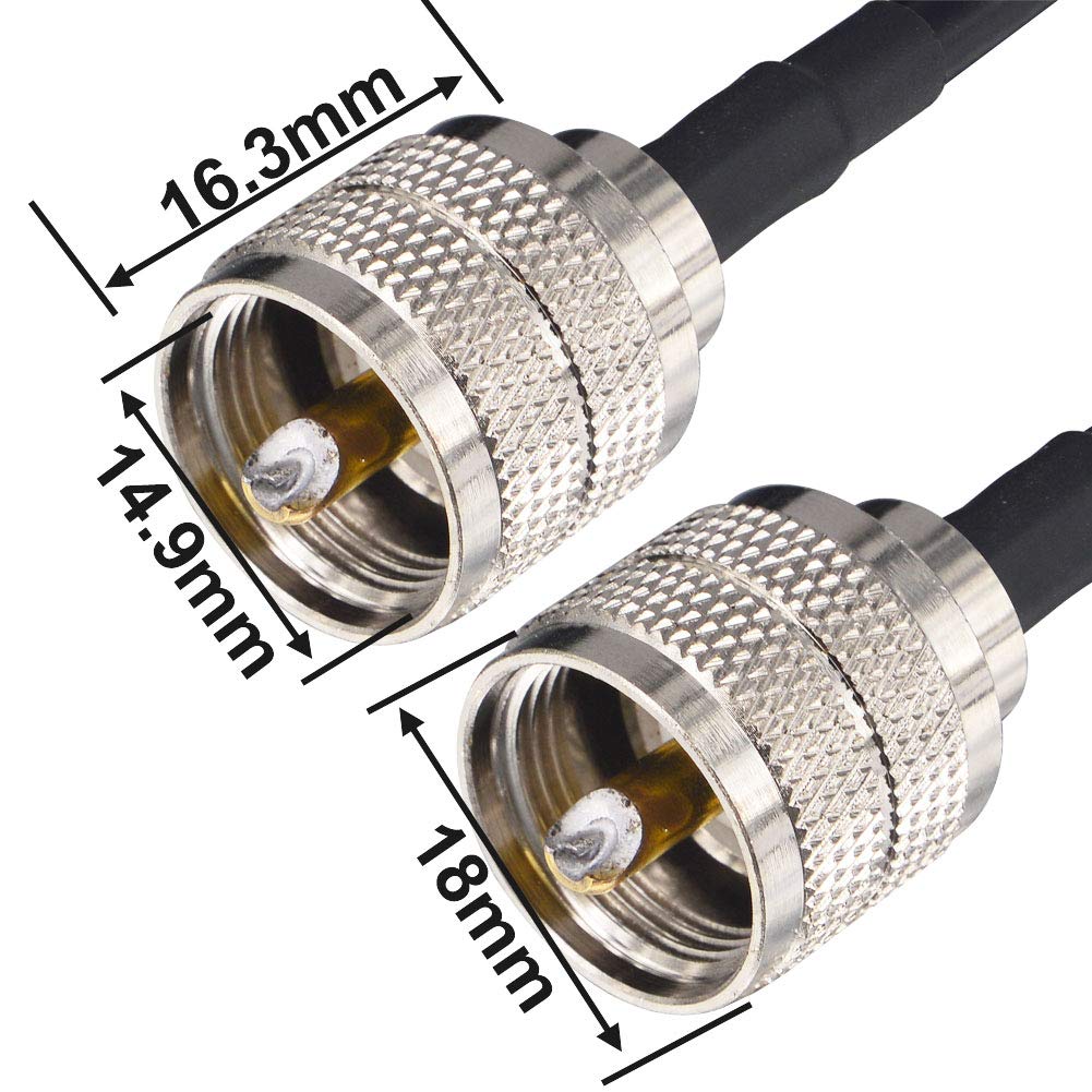 RG58 Câble d'extension coaxial à faible perte 65.6Ft PL259 Connecteur UHF mâle à extension mâle SO239 Câble coaxial RF pour 2G 3G 4G LTE Antenne WiFi Routeur sans fil WLAN Cordon Système de caméra