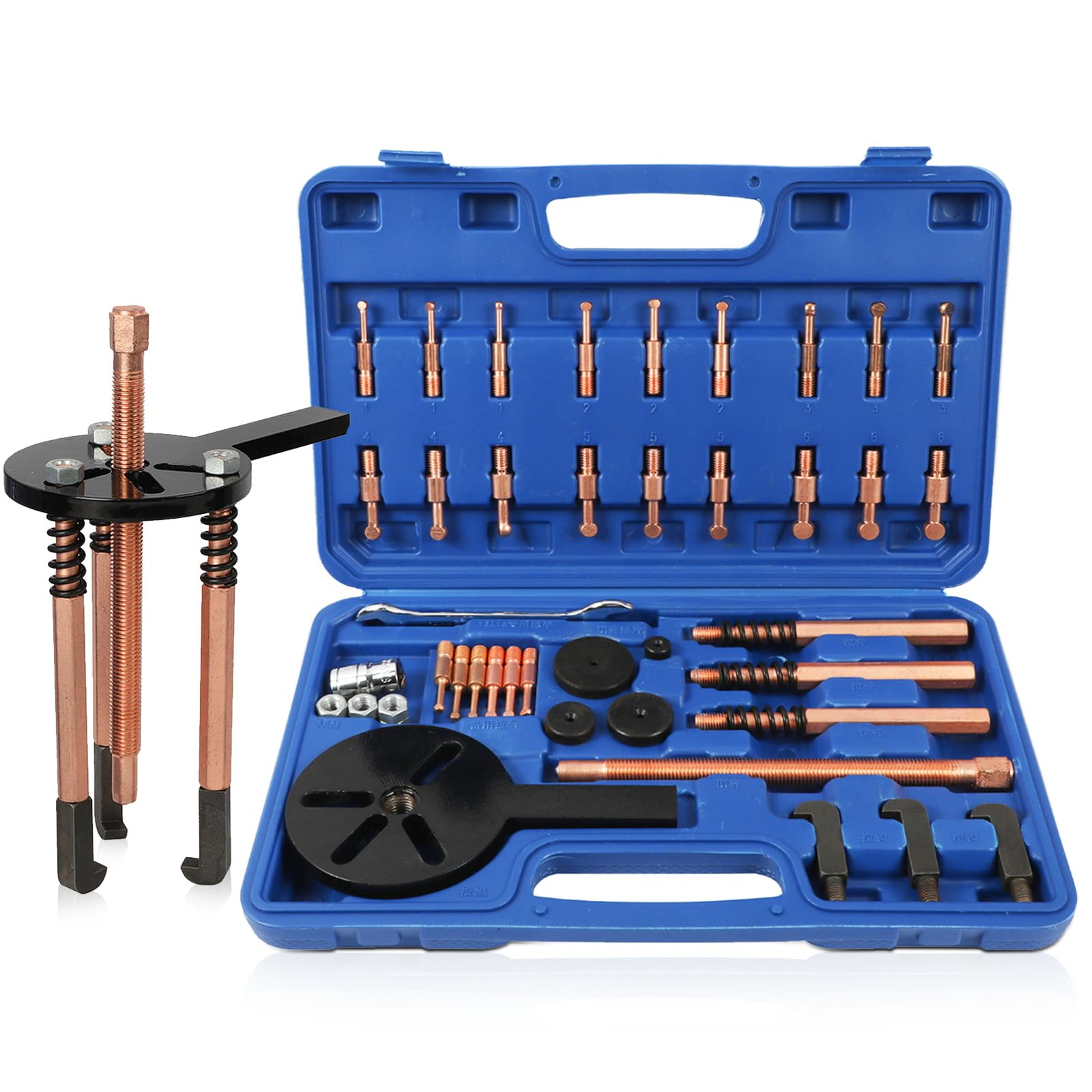 KAISAL Blind Hole Bearing Puller Set, 36 in 1 Inner Outer Bearing Separator Kit, No Damage Internal External Bearing Removal Gear Splitter Pull Tool with Blue Case