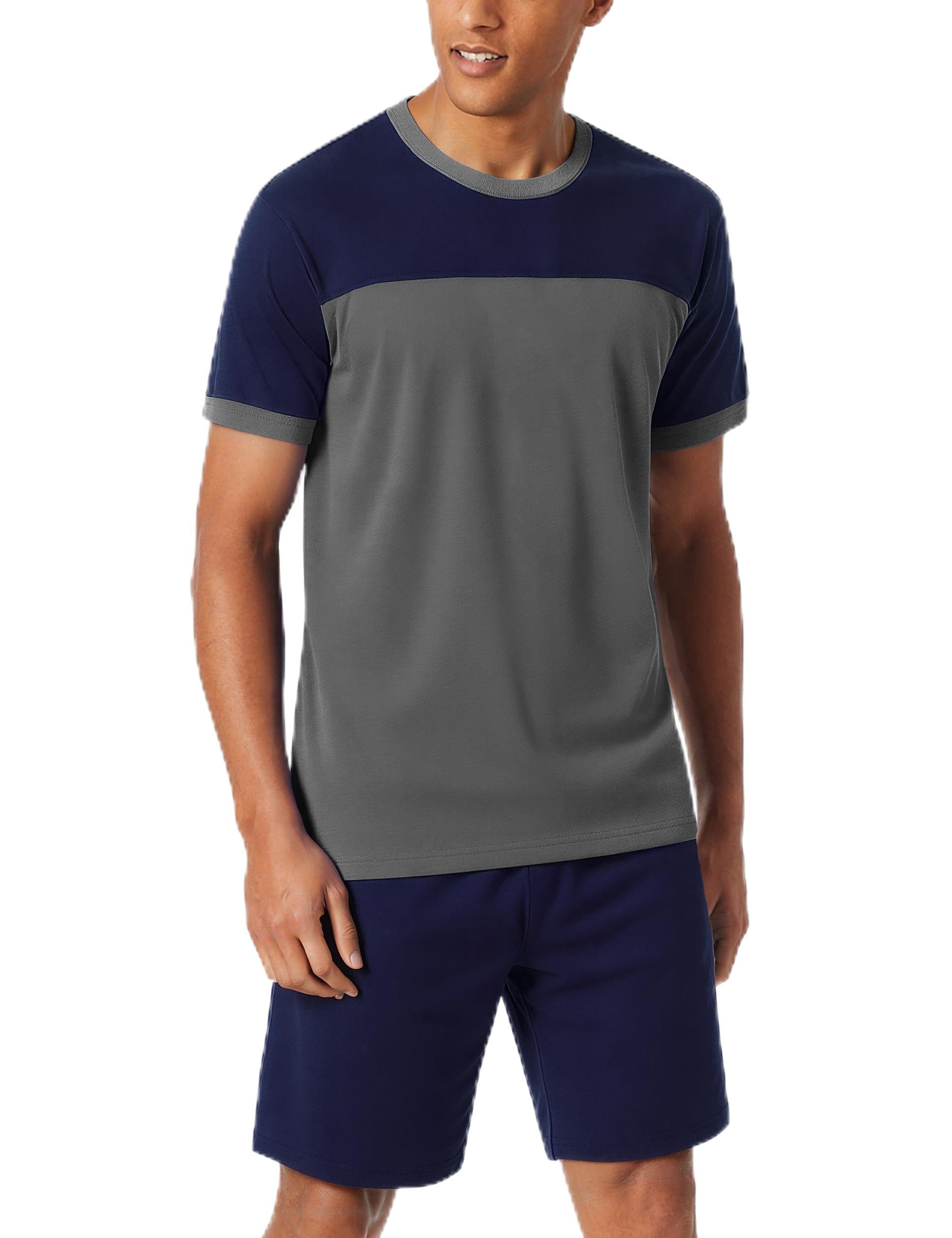 Aseniza Schlafanzug Herren Kurz Pyjama Set Shorty Sommer Schlafanzüge für Männer Baumwolle Hausanzug und Pyjamashose