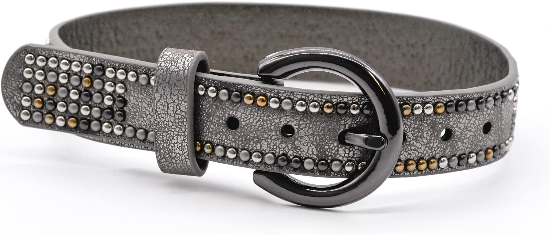 Belagio Enterprises Faux Leather Studded Rhinestone Boot Bracelet 1 Piece, Dark Grey