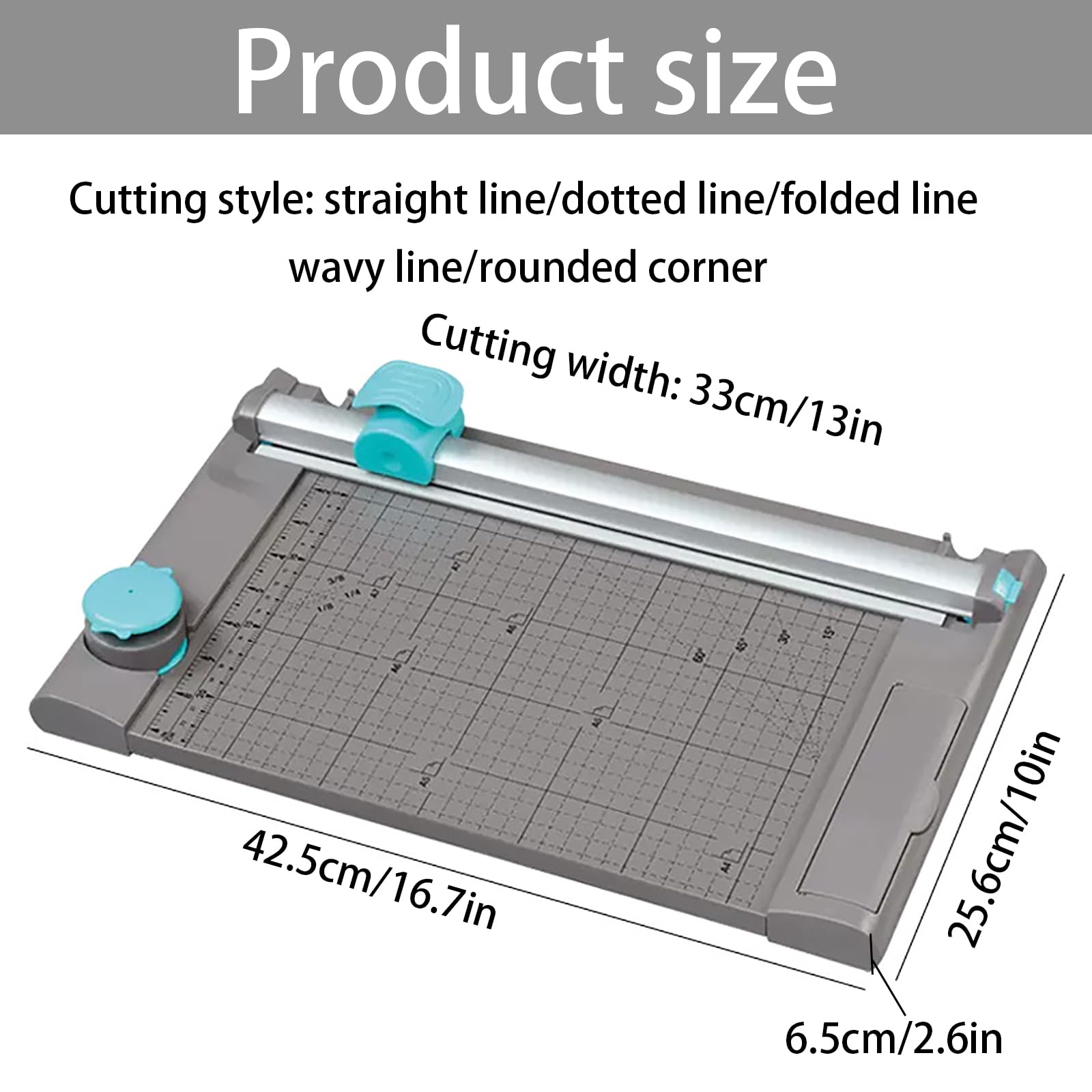 5-in-1 Papierschneidemaschine, Multifunktions-Bastelschneider mit 3 Klingen, schneidet 10 Blatt gerade & gepunktete Linie, Heimbürogebrauch