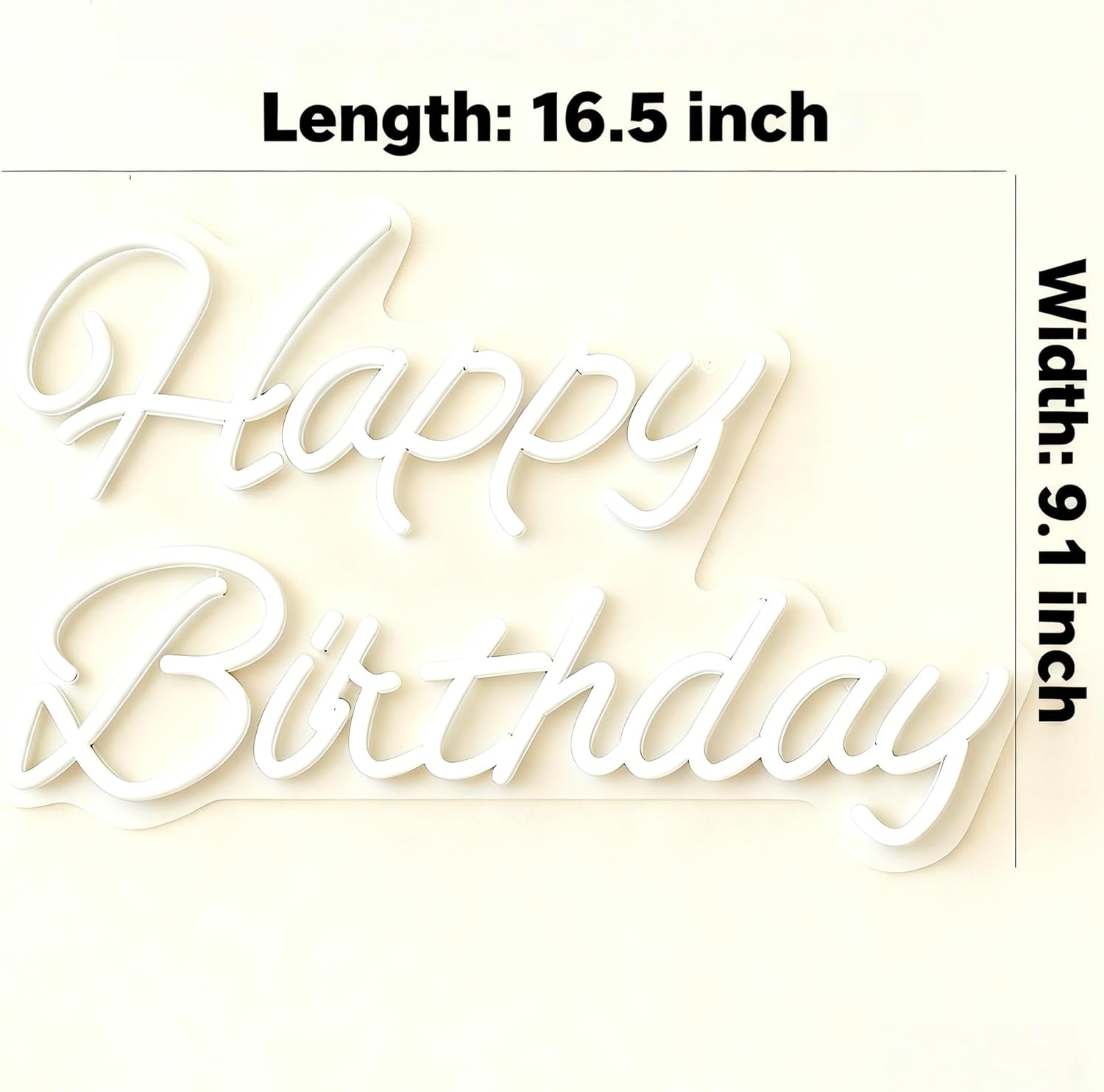 Happy Birthday Neon Sign for Wall Decor, Happy Birthday Light Up Sign, Art Decoration Neon Light, Happy Birthday LED Sign for Backdrop All Birthday Party Room Decor USB Powered White 16.5*9.1inch - Image 2