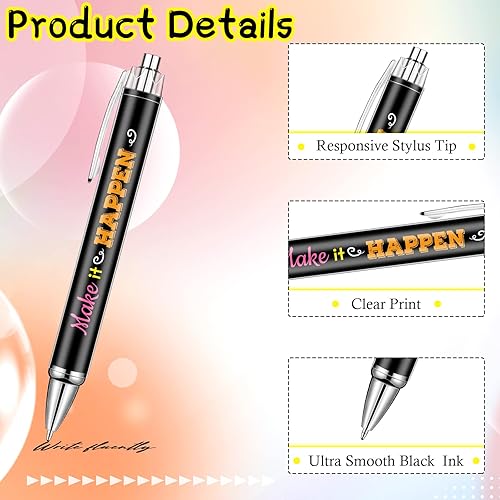 Miniatura 2 de Gueevin 10 bolígrafos inspiradores con cita motivacional retráctiles divertidos juego de bolígrafos de tinta negra con punta de lápiz capacitivo de