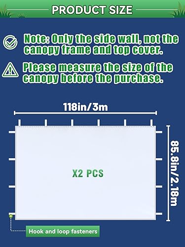 Miniatura 7 de Pared lateral de tienda de campaña instantánea con cremallera para toldo desplegable de 10 x 10 pulgadas, 2 piezas solo para paredes laterales,