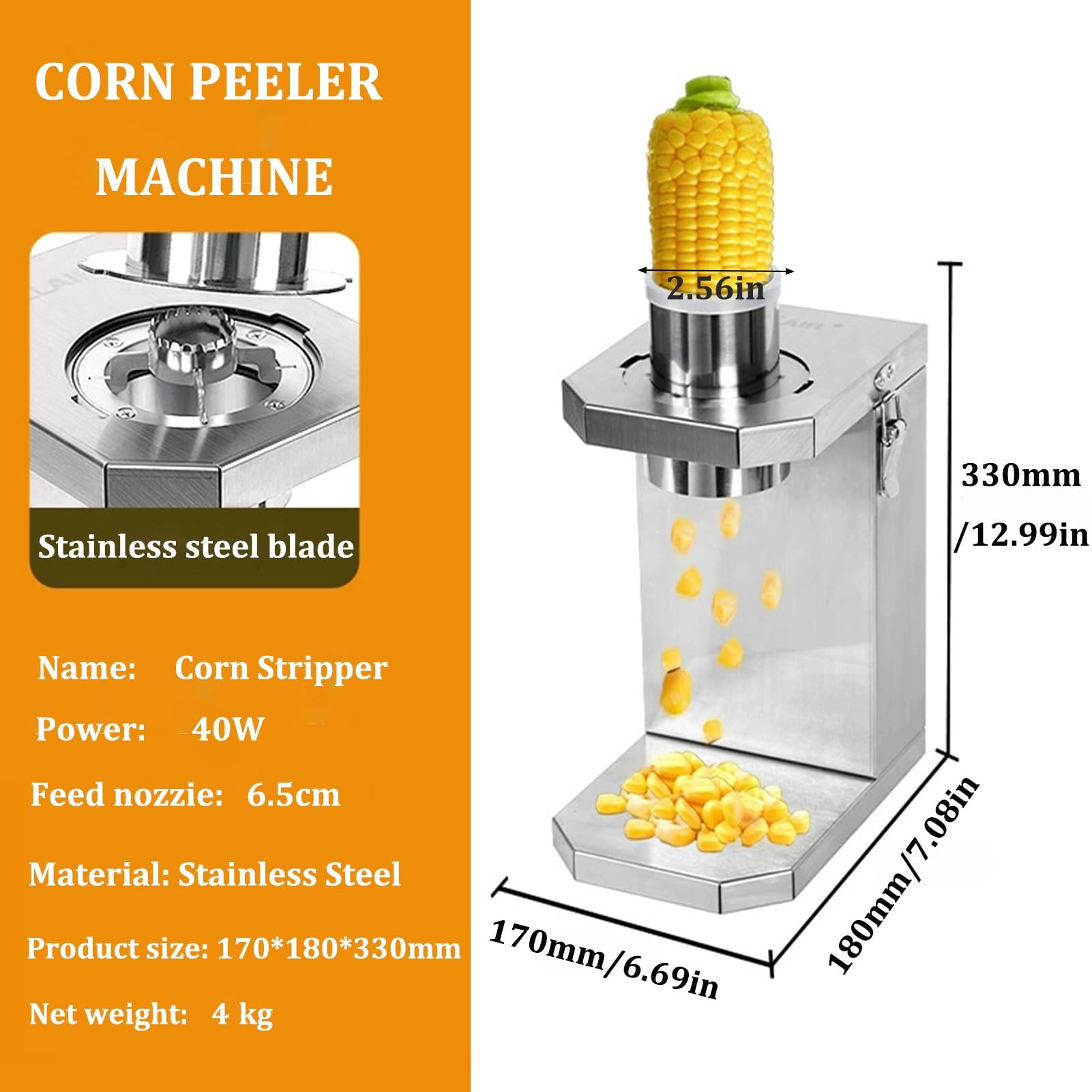 Sgranatrice Elettrica Per Mais Per Uso Commerciale E Domestico, Macchina Automatica Per La Sgranatura Del Mais, Sminuzzatrice Per Mais In Acciaio Inox Per Mais Fresco E Cotto