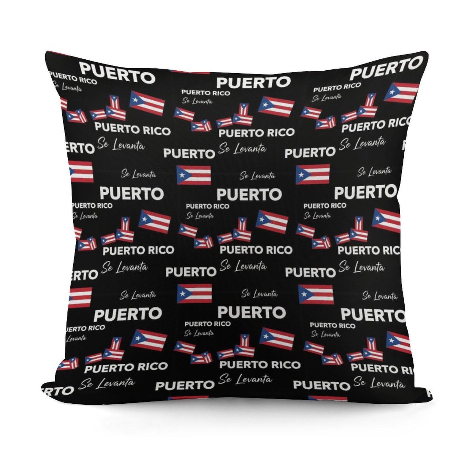 Smazdfxx Picture(310) Plush Pillow Cover With Zipper For Living Room,Bedroom, Sofa Puerto Rico Flag Black Couch Cushion Decorative
