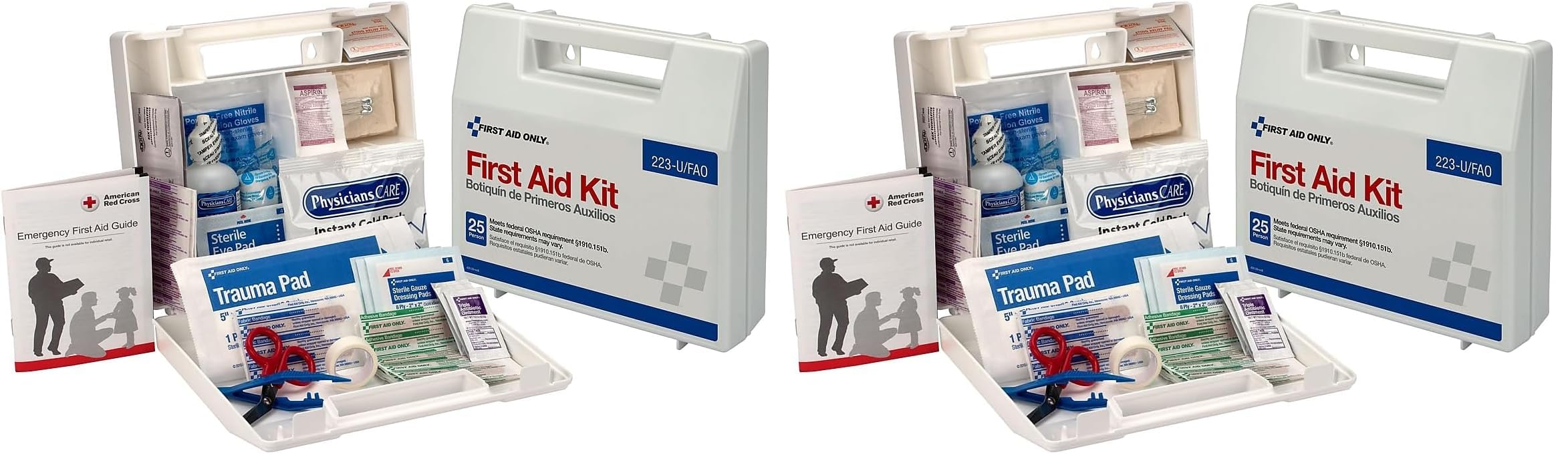 First Aid Only 223-U 25 Person Bulk First Aid Kit, 106-Piece Kit, White (Pack of 2)