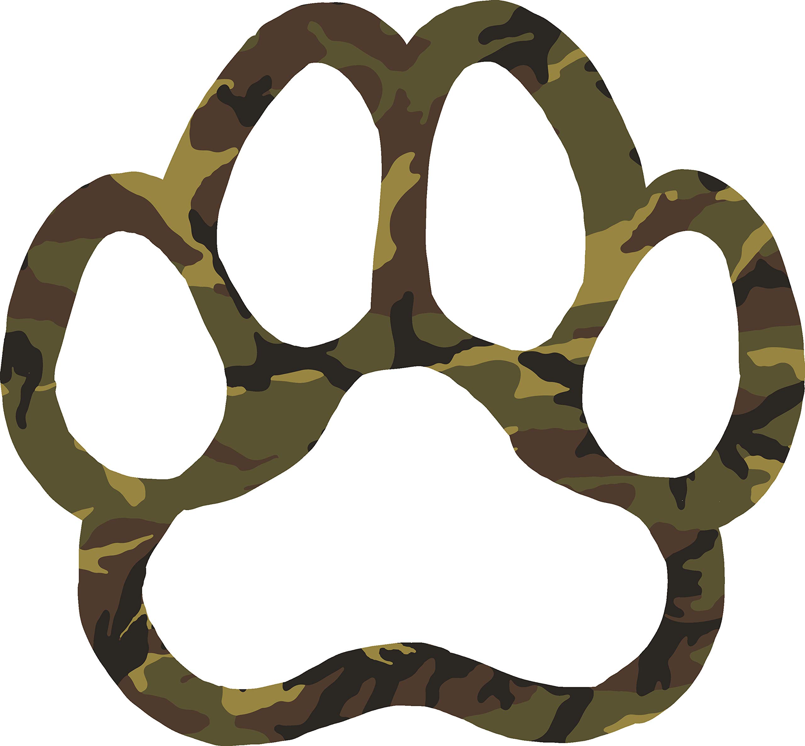 Pawprint Vinyl Decal - 5 Inches - For Cars, Trucks, Windows, Laptops, Tablets - Outdoor-Grade 2.5mil Thick Vinyl - Camo Print