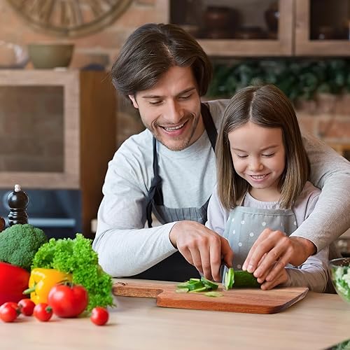 Miniatura 5 de Geetery 16 tablas de cortar de madera de acacia, a granel, tablas de cortar de madera con asa, bandeja de servir charcutería para pizza, pan, queso,