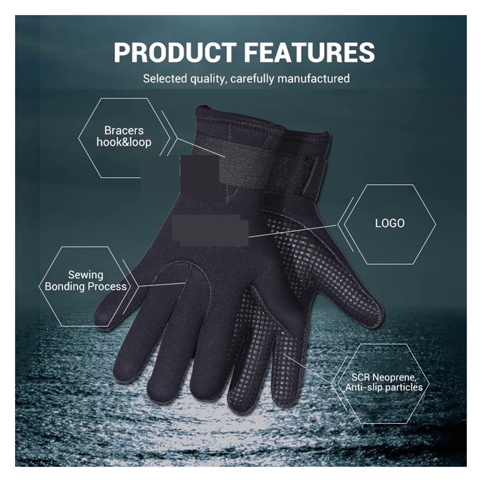 Guanti da sub 3 mm, pinne nuoto, guanti immersione, surf, kitesurf, windsurf, pesca, attrezzatura subacquea