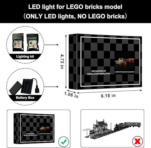 Miniatura 2 de Vaodest Luz LED para Lego 76423 Hogwarts Express y HogsmeadeStation, diseño y configuración compatible con el modelo 76423 (solo luz LED, no kit de