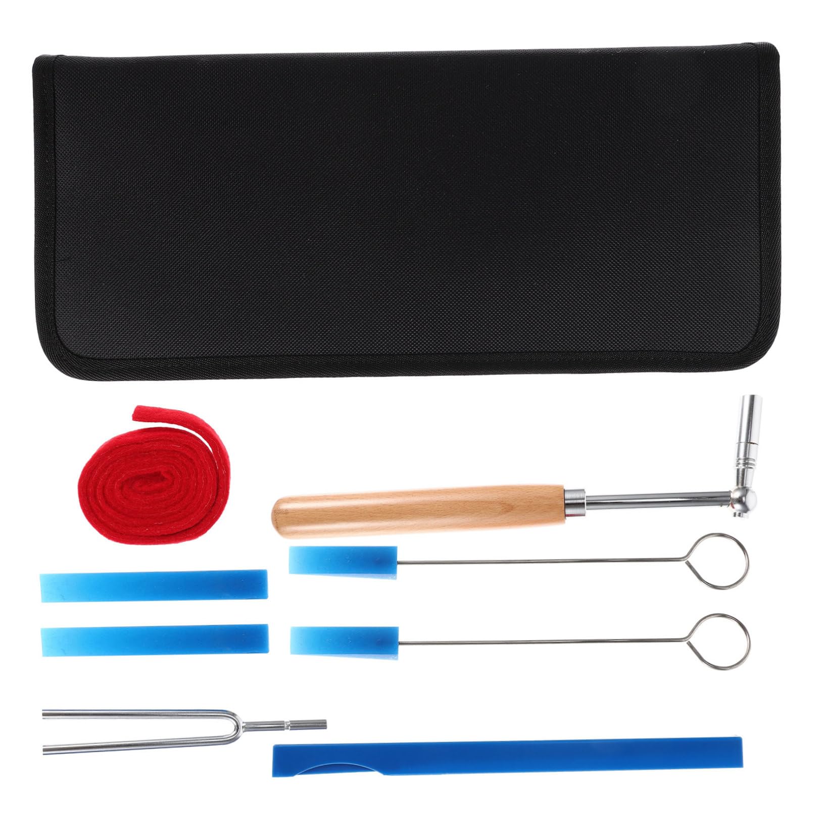 Herramientas de Afinación de Piano 1 Juego, Kit de Ajuste | Silenciadores de Varillas y Tira de Temperamento, Negro, Acero, Madera, Nylon, Goma