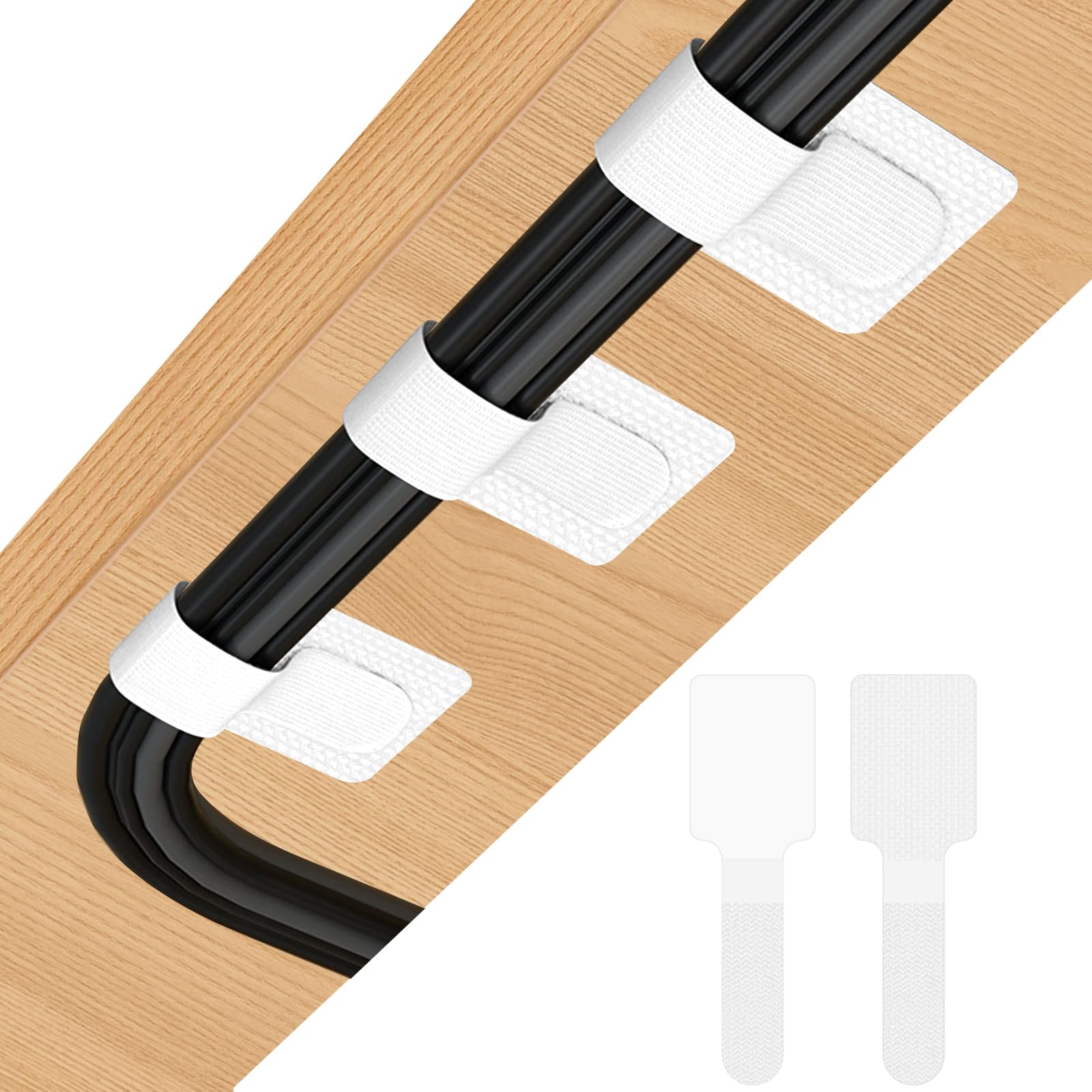 Redamancy Organizador de Cables para Escritorio, 60 Unidades Tiras Reutilizables con Pegamento Ultra Fuerte, Solución Antienredos para Oficina y Hogar — view 10