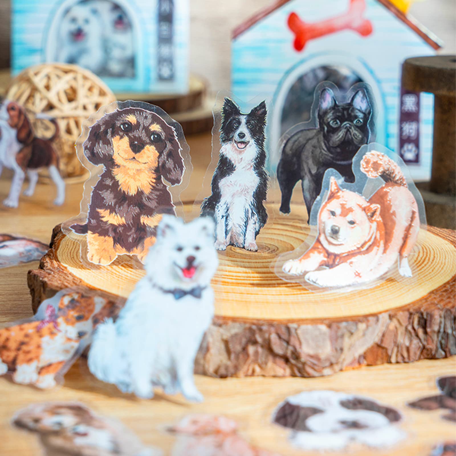 Aromoty Cute Dog Animal Stickers Pack(180 Pcs Dogs with 6 Themes)-Resin Transparent Water Bottle Waterproof Stickers Aesthetic for Laptop,Phone,Luggage,Scrapbook Planner Journaling,Kawaii Sticker Decor for Adults Kids Teens (Dogs 180pcs)