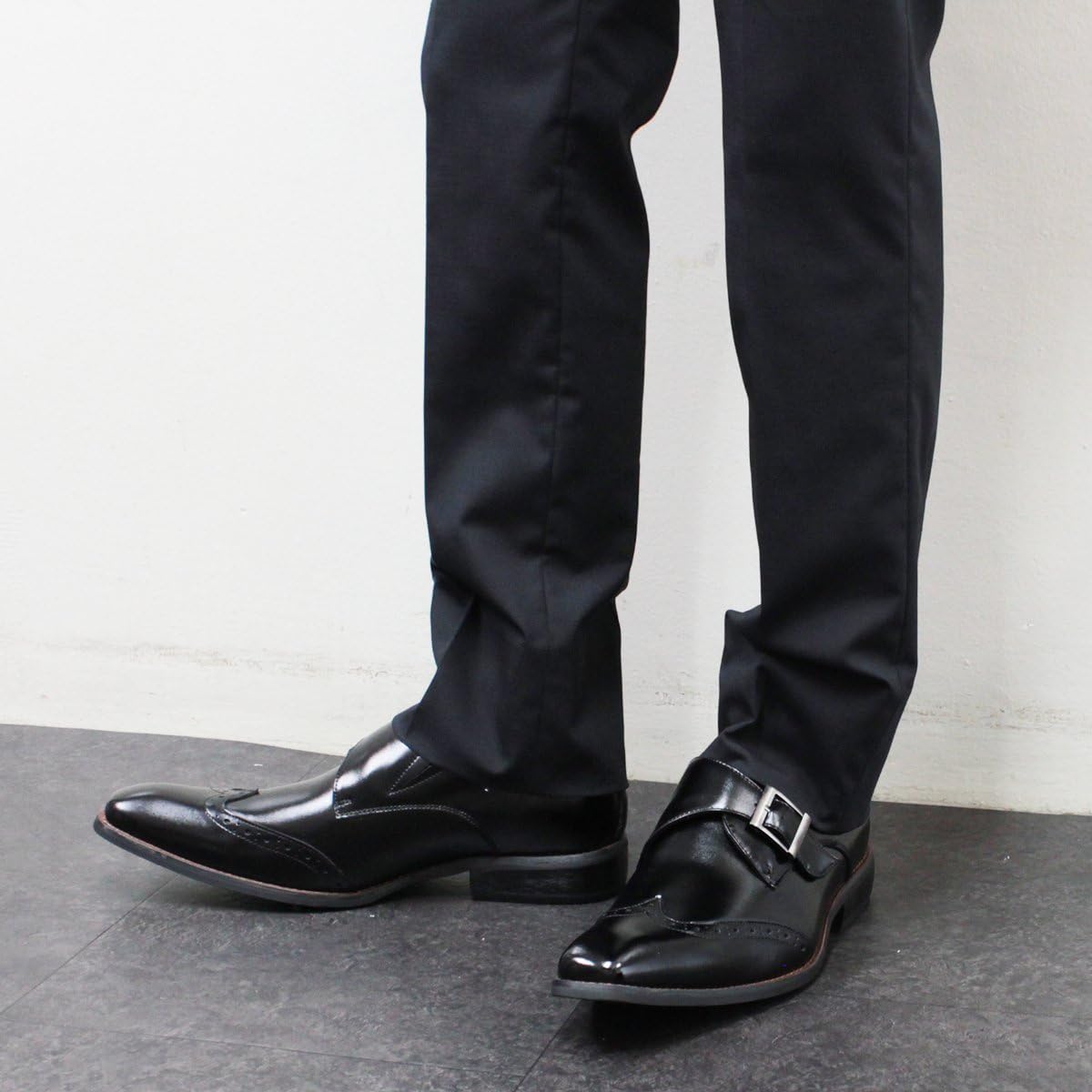 ビジネスシューズ 天然皮革 革靴 メンズ モンクストラップ ウィングチップ レザー 結婚式 撥水 ロングノーズ ビジネス おしゃれ