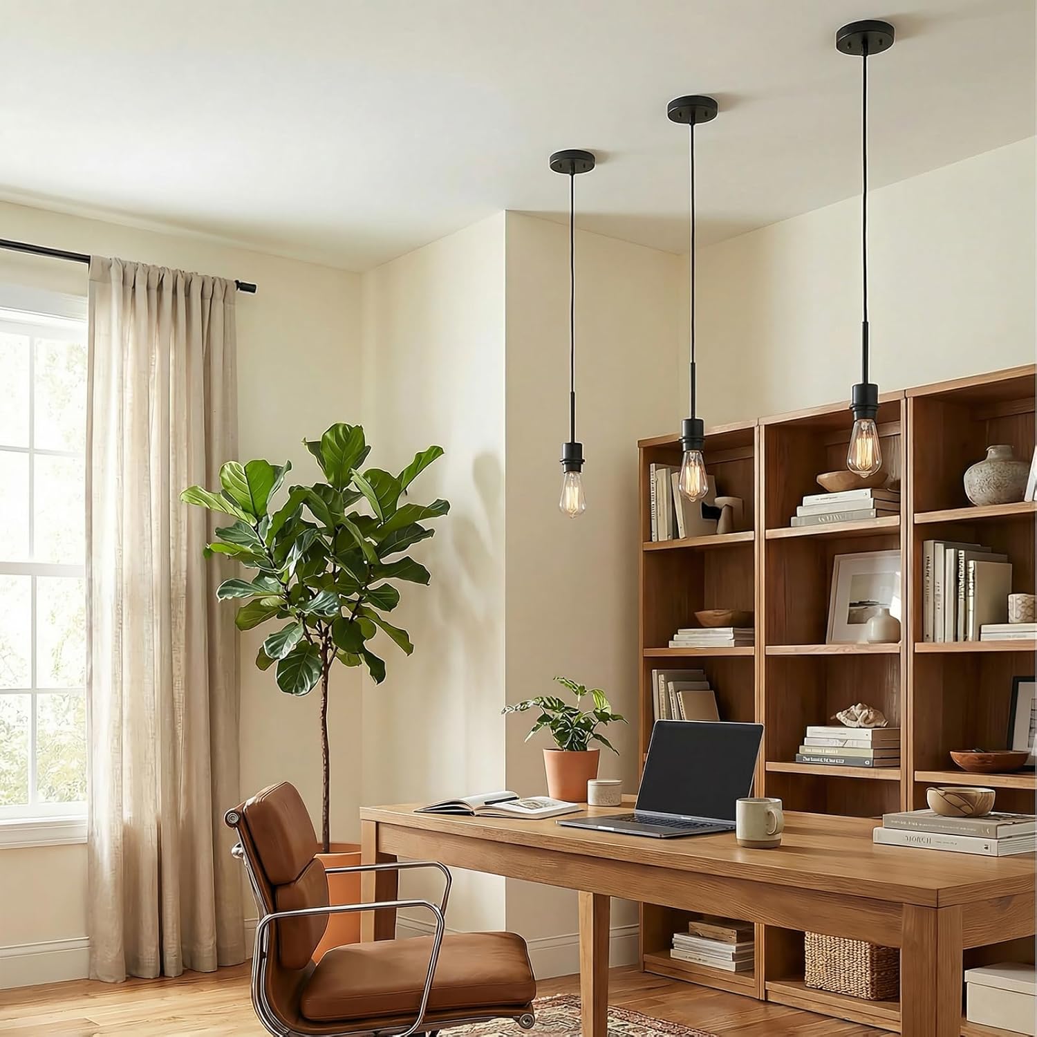Pendant Light Kit Adjustable Hanging Light, E26 Vintage Lamp Socket DIY Pendant Light Cord, Semi Ceiling Pendant Lighting for Kitchen Island, Dining Room, Bedroom, Black
