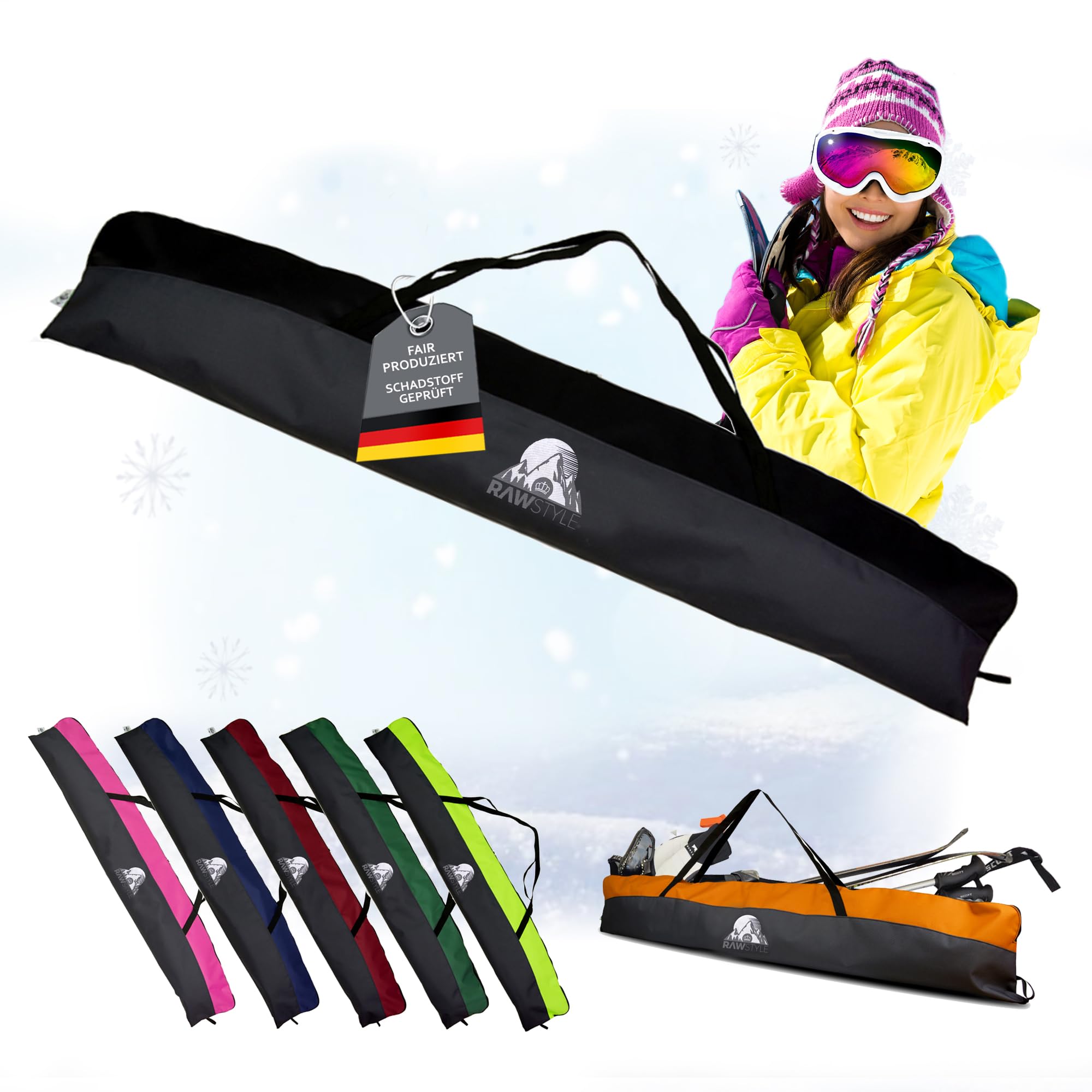 Rawstyle Sac de Ski pour Adultes - Étanche - 160 cm ou 180 cm - Modèle 2
