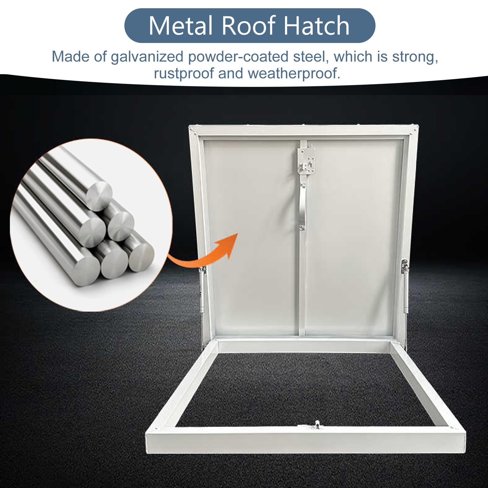 Claraboya Techo Cubierta de Trampilla de Ático Resistente de Color Blanco, Puerta de Seguridad con Acceso de Emergencia para Industrias Domésticas, Trampilla de Techo Resistente a La Intemperie(100x60