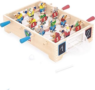 Janod - Mini Wooden Table Football for Children - Ice Hockey Theme - Develops Exchange and Sharing - from 3 Years Old - J03367