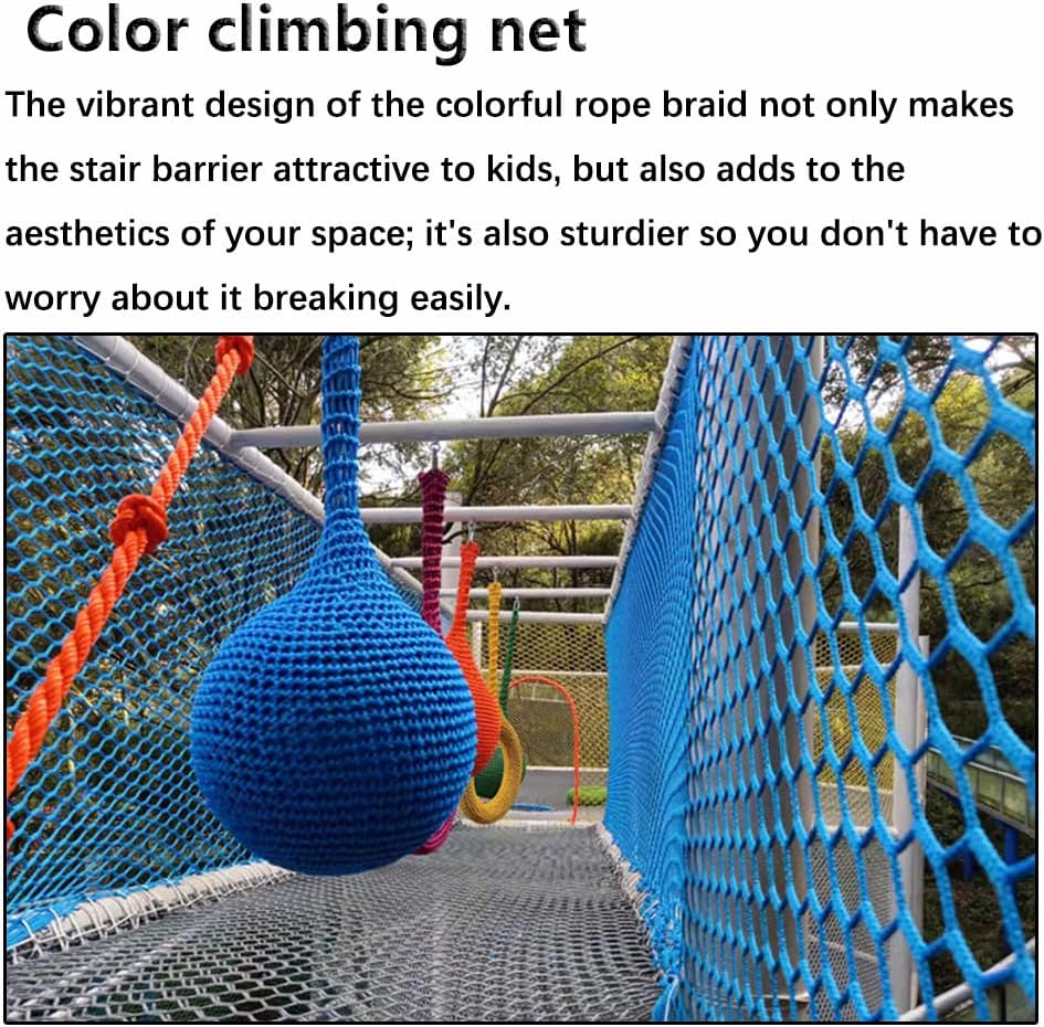 Playground Climbing Net, Blue Anti-Fall Protection Rope Net, Physical Training Decorative Cargo Net, Obstacle Cargo Net and Tree House Accessories