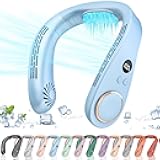 Cooling Fan for Neck and Face,5500mAh Personal Neck AC Air Conditioner,Headset leafless Hanging Neck Fan Rechargeable Cooler,Mini Cordless Portable Fan for Travelling,Outside,Walking,Home,Office Blue