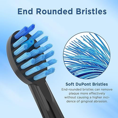 Miniatura 8 de Cabezales de repuesto para cepillo de dientes con cubiertas para Water Pik Sonic Fusion SF01SF02 y Sonic Fusion 2.0 SF03SF04, 4 unidades, color negro