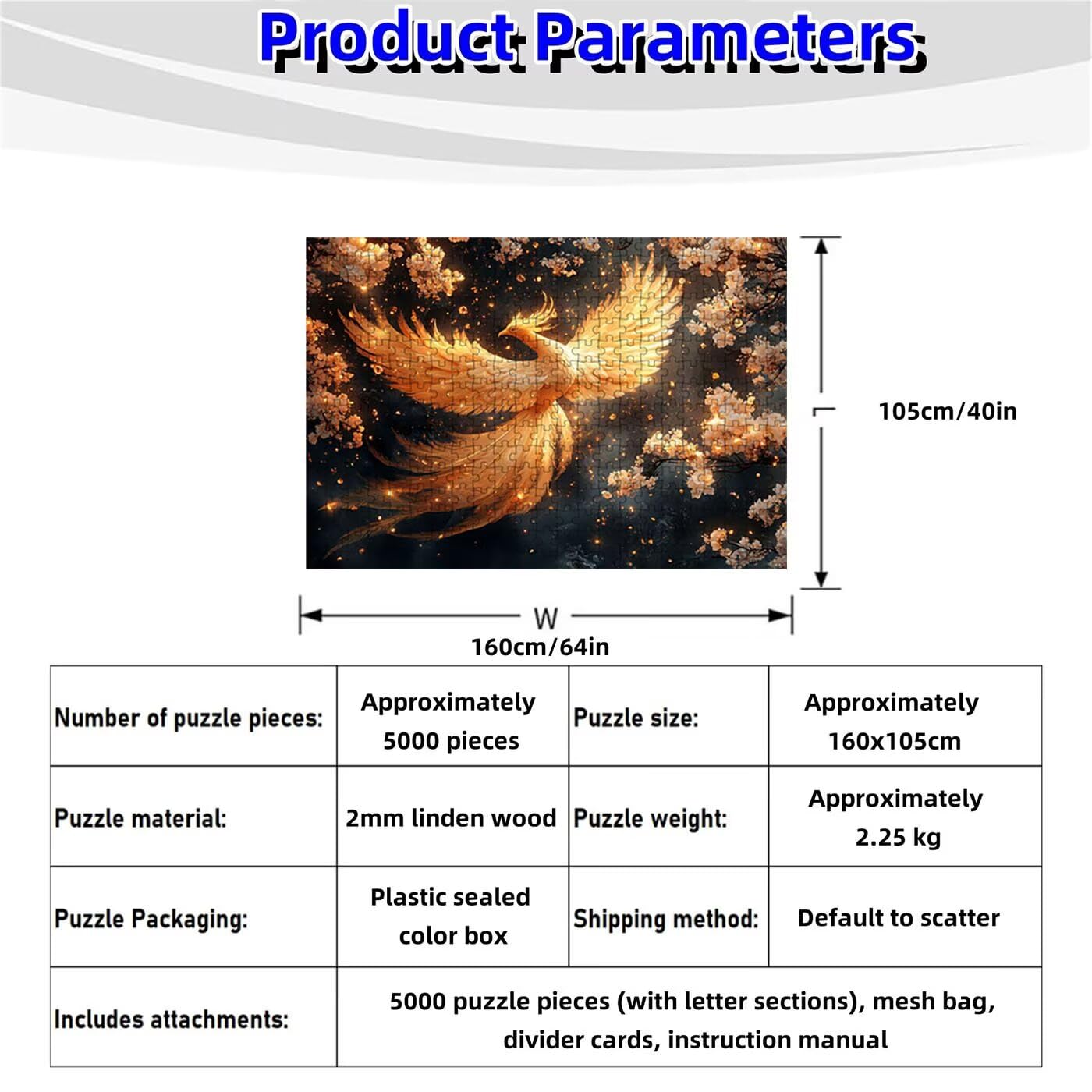 Puzzle 5000 sztuk Phoenix, Puzzle 5000 sztuk dla dorosłych kwiat, drewniane puzzle dla dorosłych 160 x 105 cm, puzzle dla całej rodziny obrazy dekoracja salonu nowoczesny prezent dla kobiet mężczyzn
