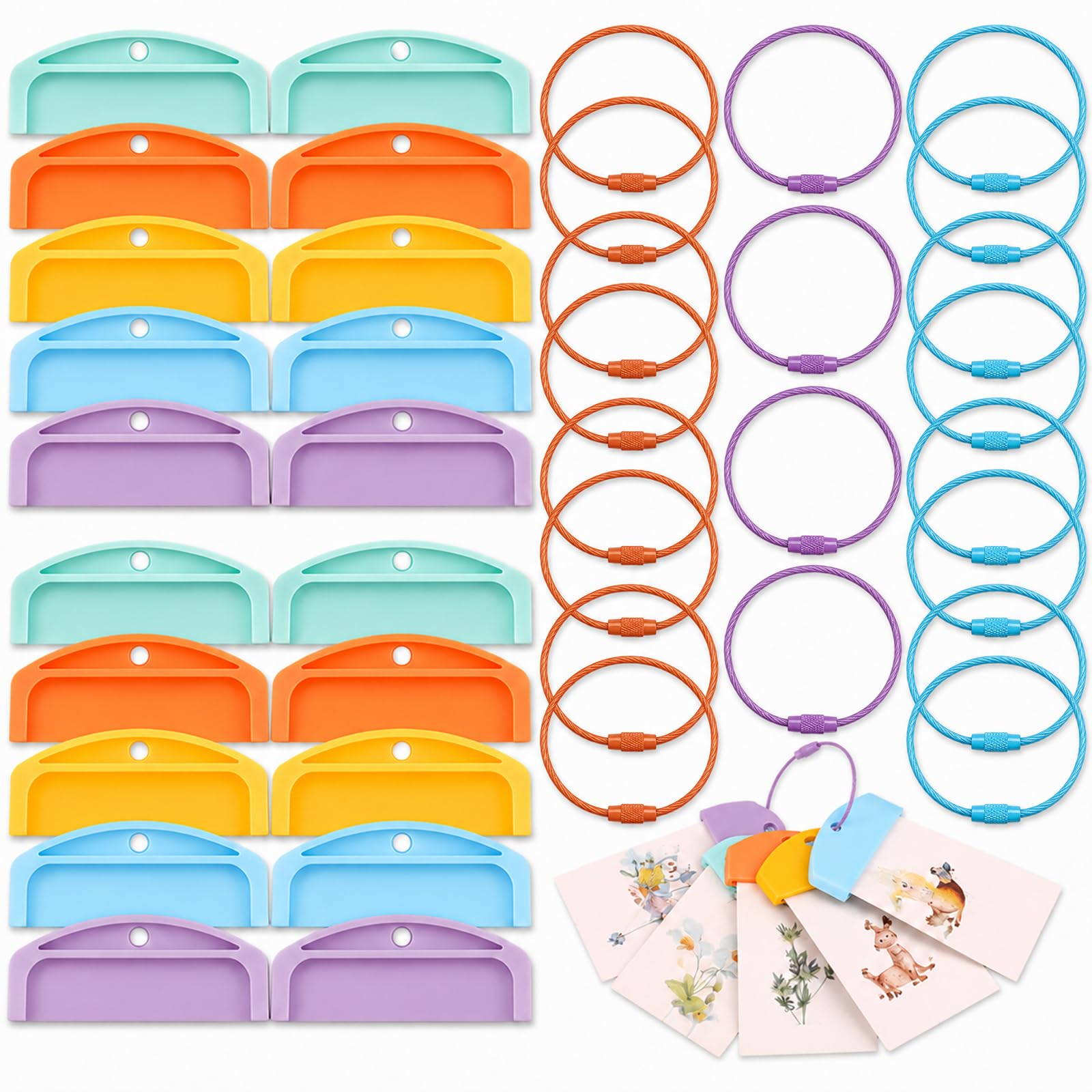 Ziiosse 20 Pcs Card Holder for Yoto Efficient Kids Travel Carrier Reusable Plastic Cards Storage Case with 20 Ring Loops Portable ABS Storage Organizer Durable Card Holders for Student Professionals