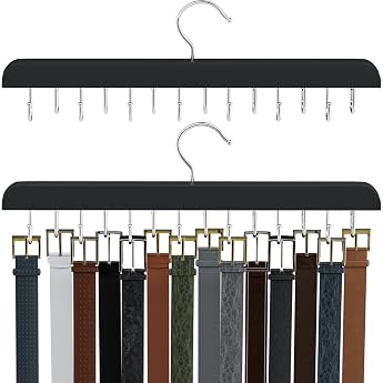 G rtelaufh nger f r Schrank max. 42 G rtel G rtel-Organizer Schrankzubeh r mit 14 Haken G rtelablage stabiles Holz f r Schrank-Organizer und Aufbewahrung