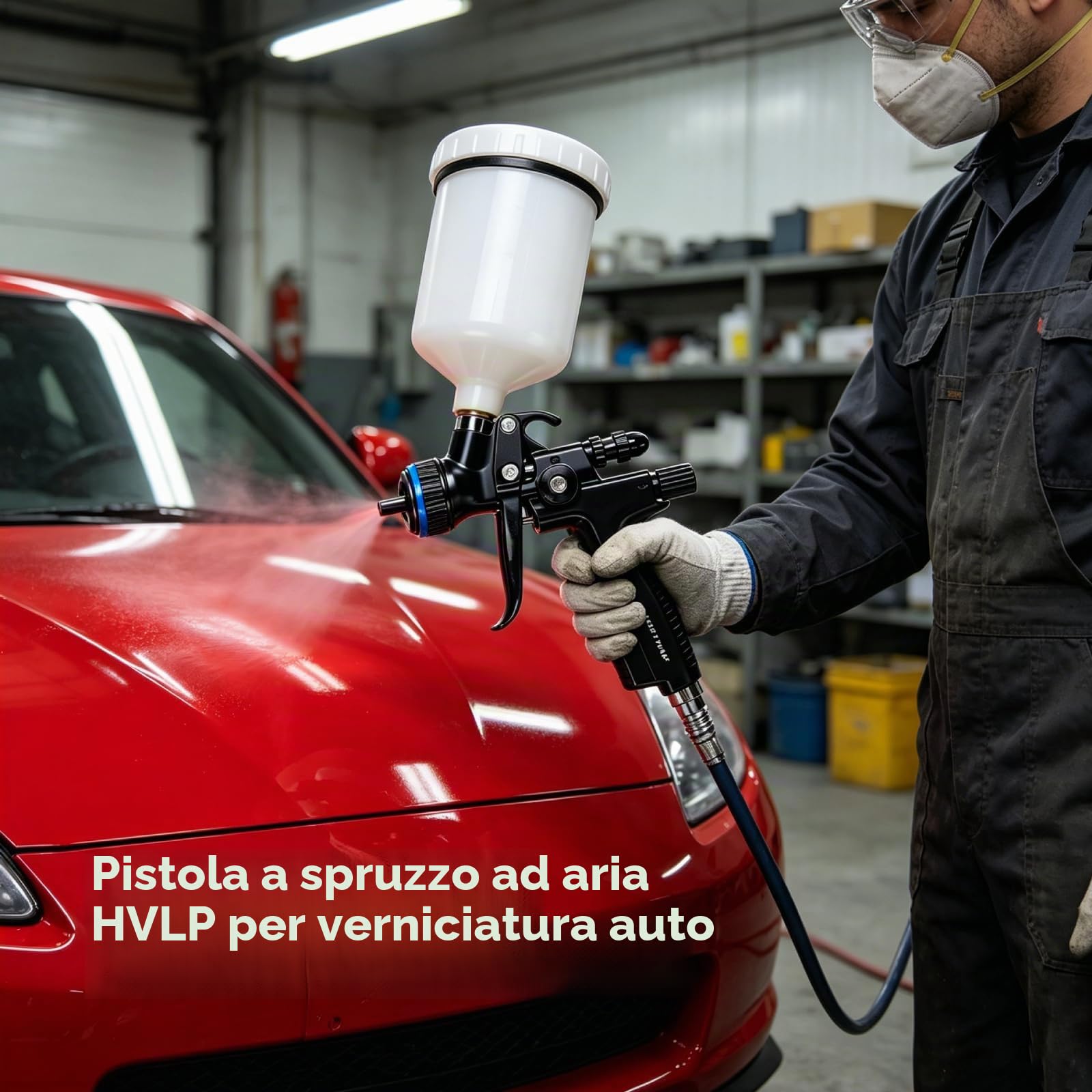 Pistola a Spruzzo di Vernice Hvlp, Pistola Verniciatura a Spruzzo Ad Aria 4000b 600 Ml, Pistola di Vernice a Spruzzo, 1,3 Mm Kit di Attrezzi per Pistola a Spruzzo di Vernice per